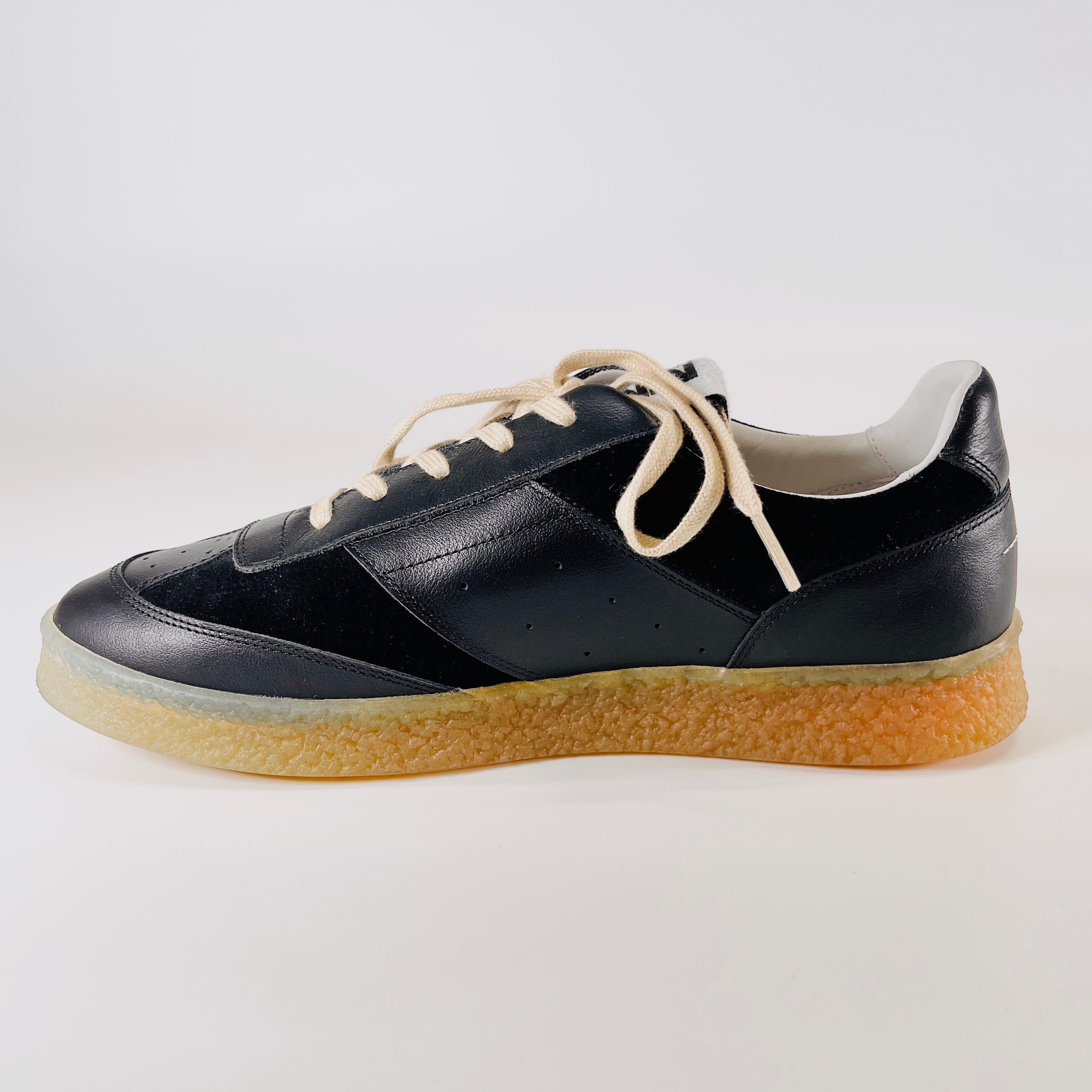 2605 secondhand MM6 leather × suede sneakers 40 unisex black logo Cre Maison Margiela