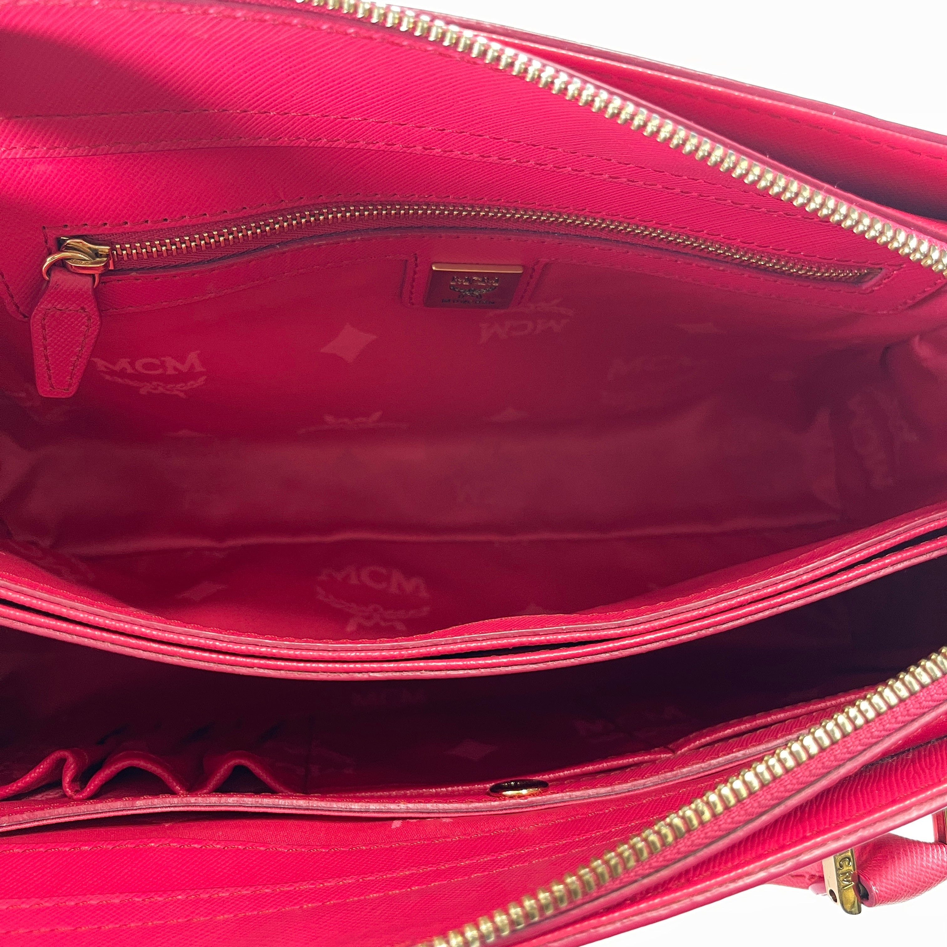 2605 secondhand MCM leather 2WAY hand bag pink