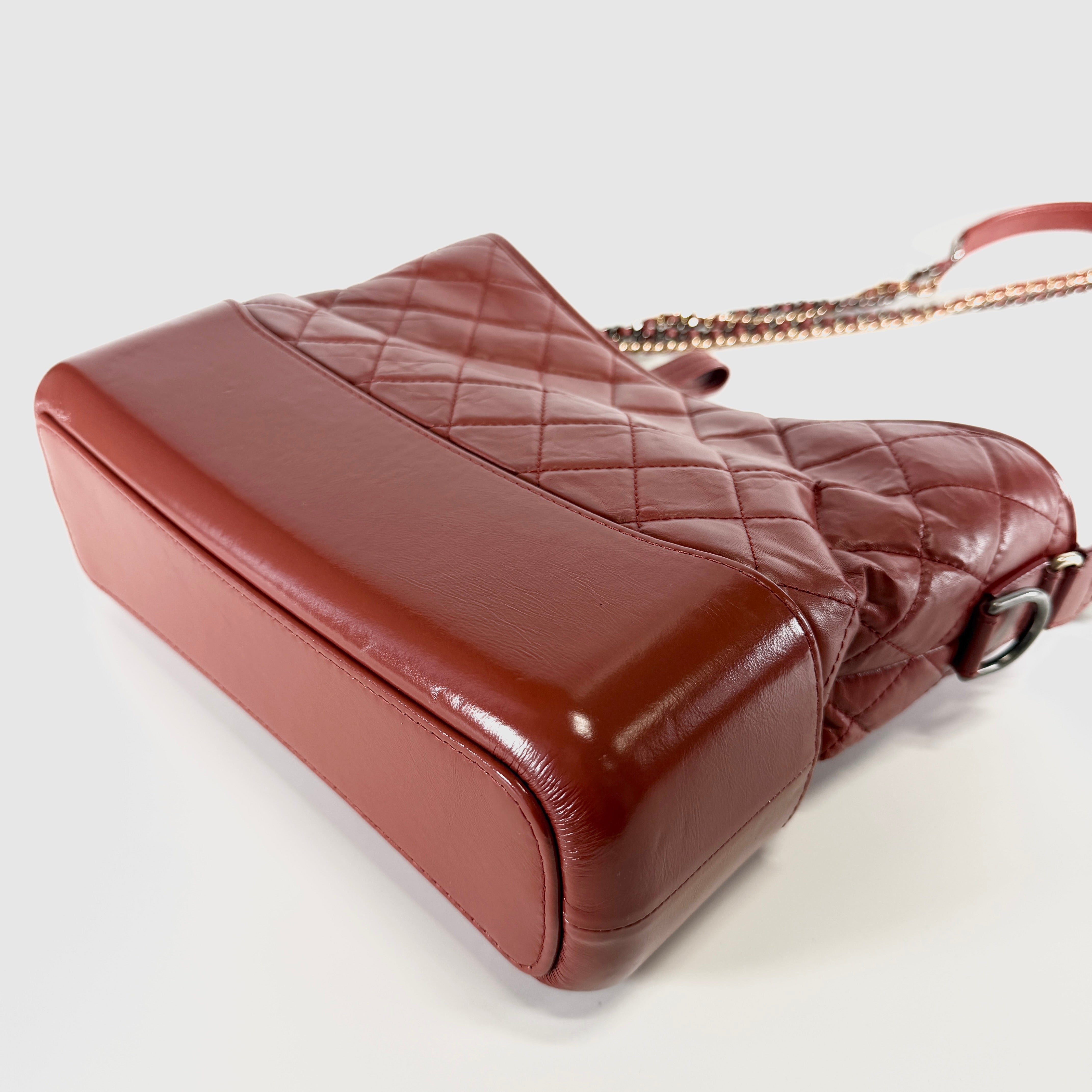 2607 secondhand CHANEL Gabriel Do calf Chain Shoulder Bag Brown gold metal fittings 26041814 26