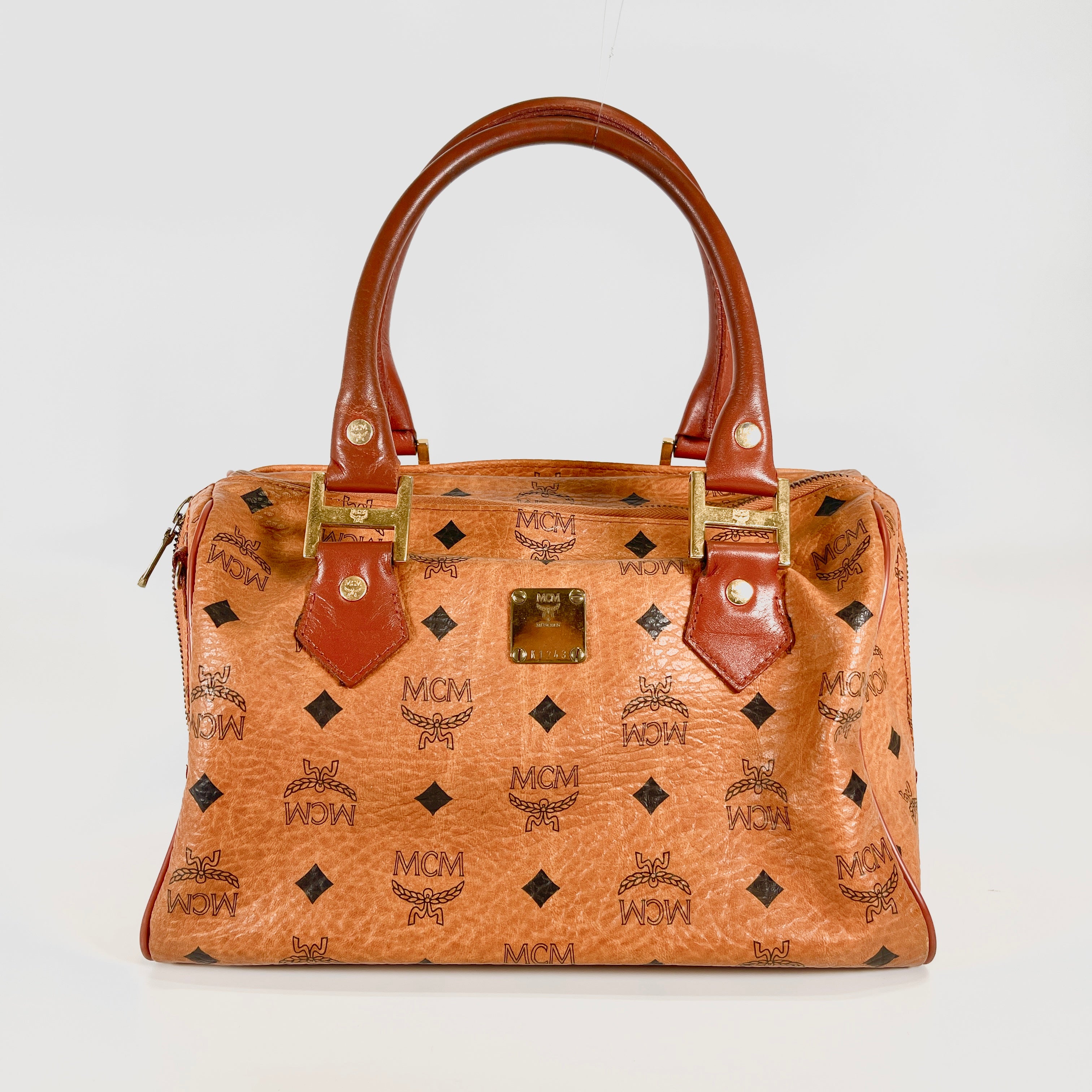 2605 secondhand MCM Visetos mini Boston bag