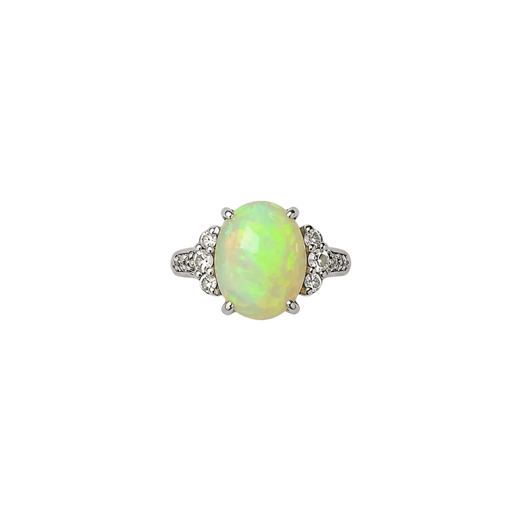 2607 secondhand Pt900 ring Opal 4.85ct D 0.50ct Total 10g