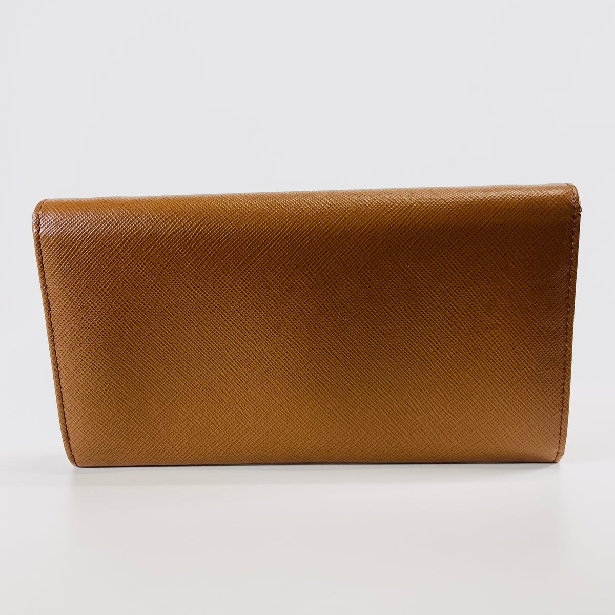 2607 secondhand PRADA 1MT440 Chain Wallet Camel Saffiano