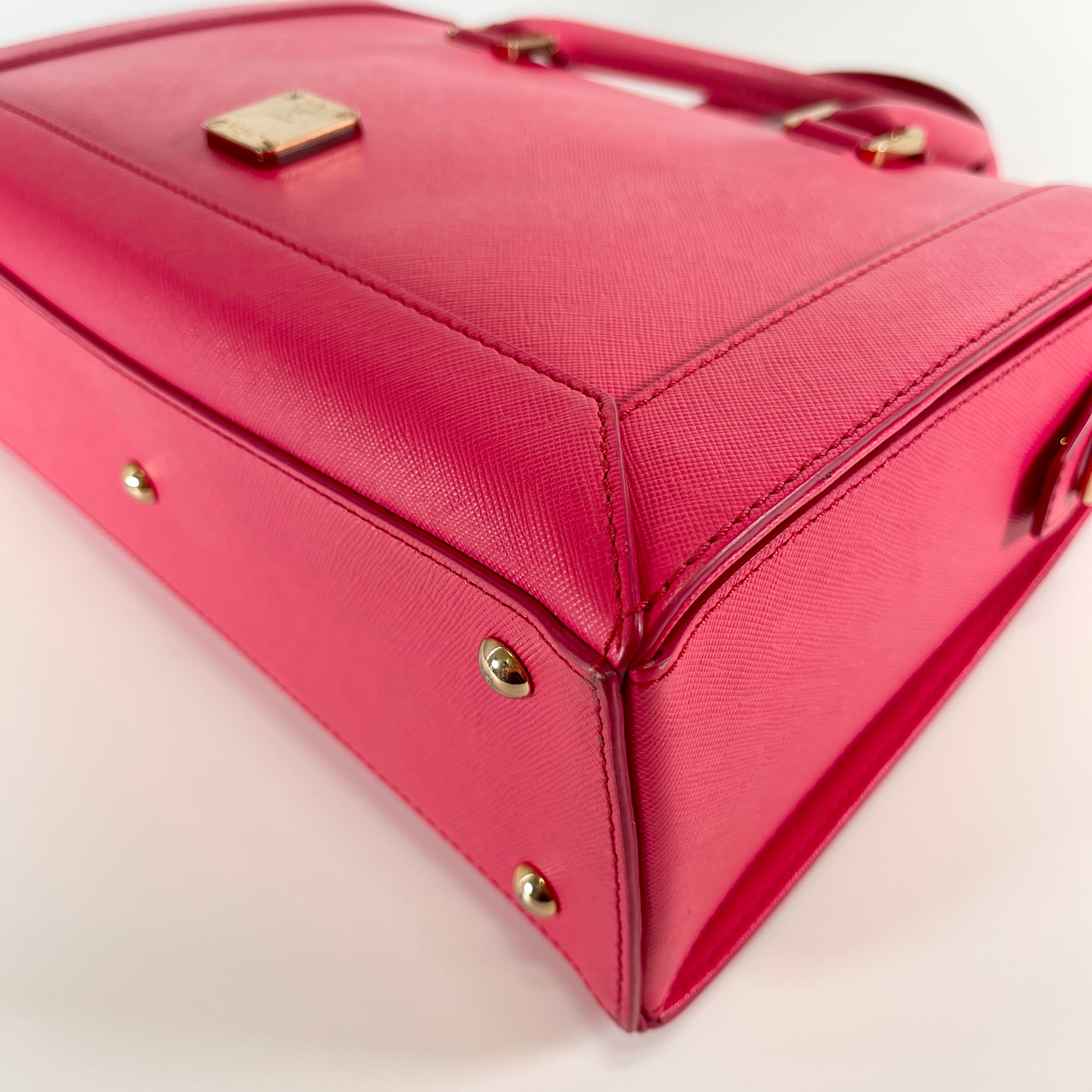 2605 secondhand MCM leather 2WAY hand bag pink