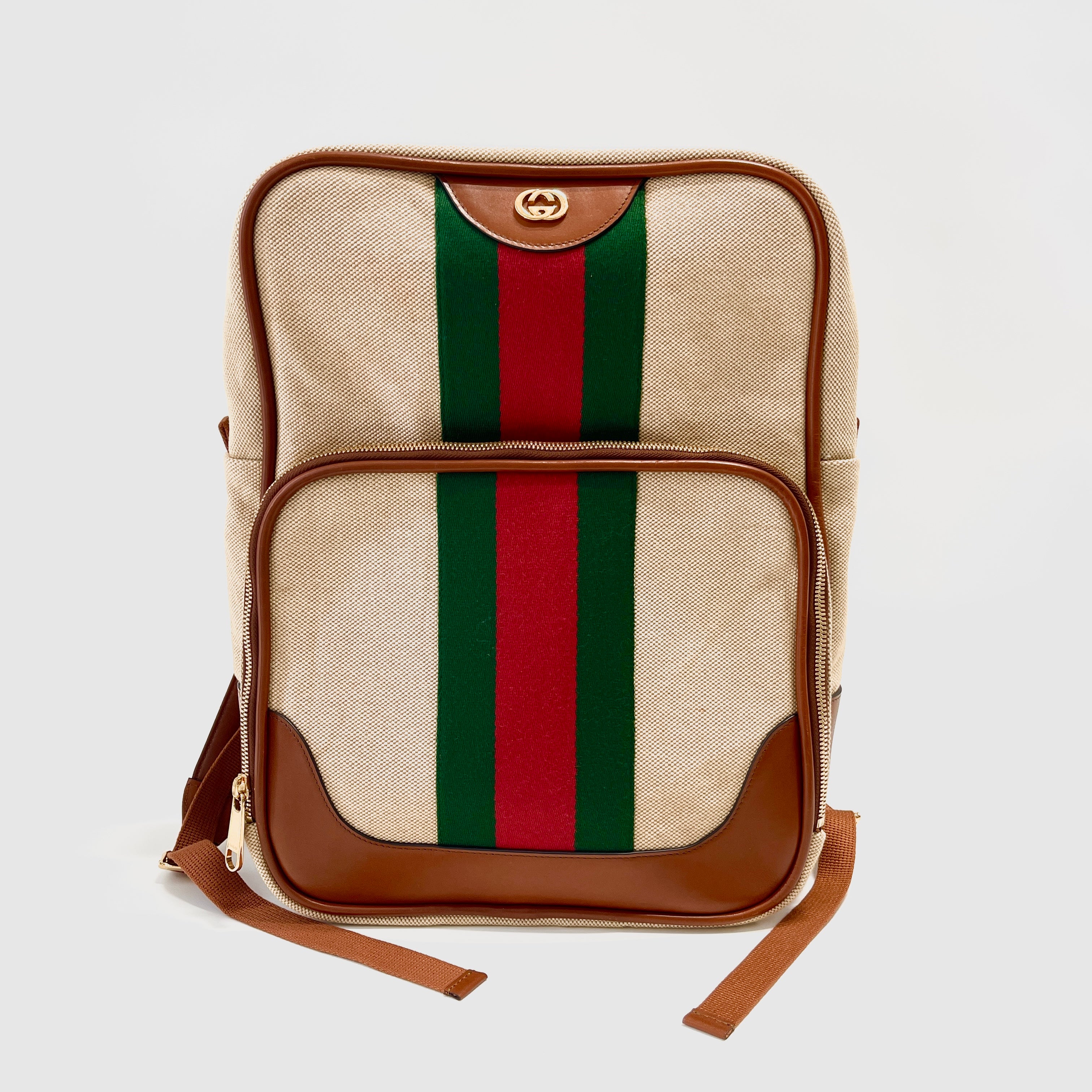 2603 secondhand GUCCI backpack 575063 98BEG canvas 9685 beige + Cuir