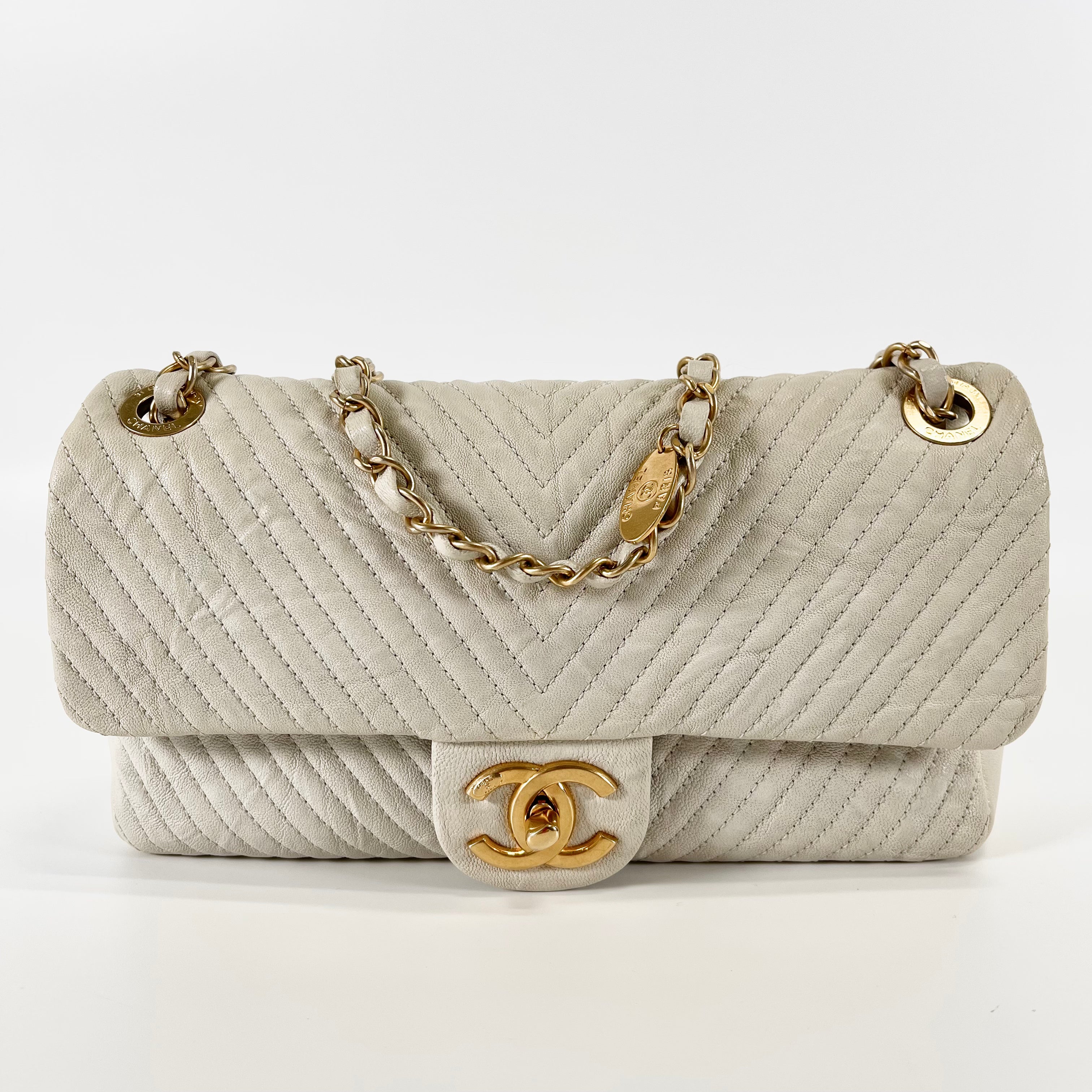 2602 secondhand CHANEL Matelasse leather single flap double Chain Bag white gold metal fittings 21775945 21