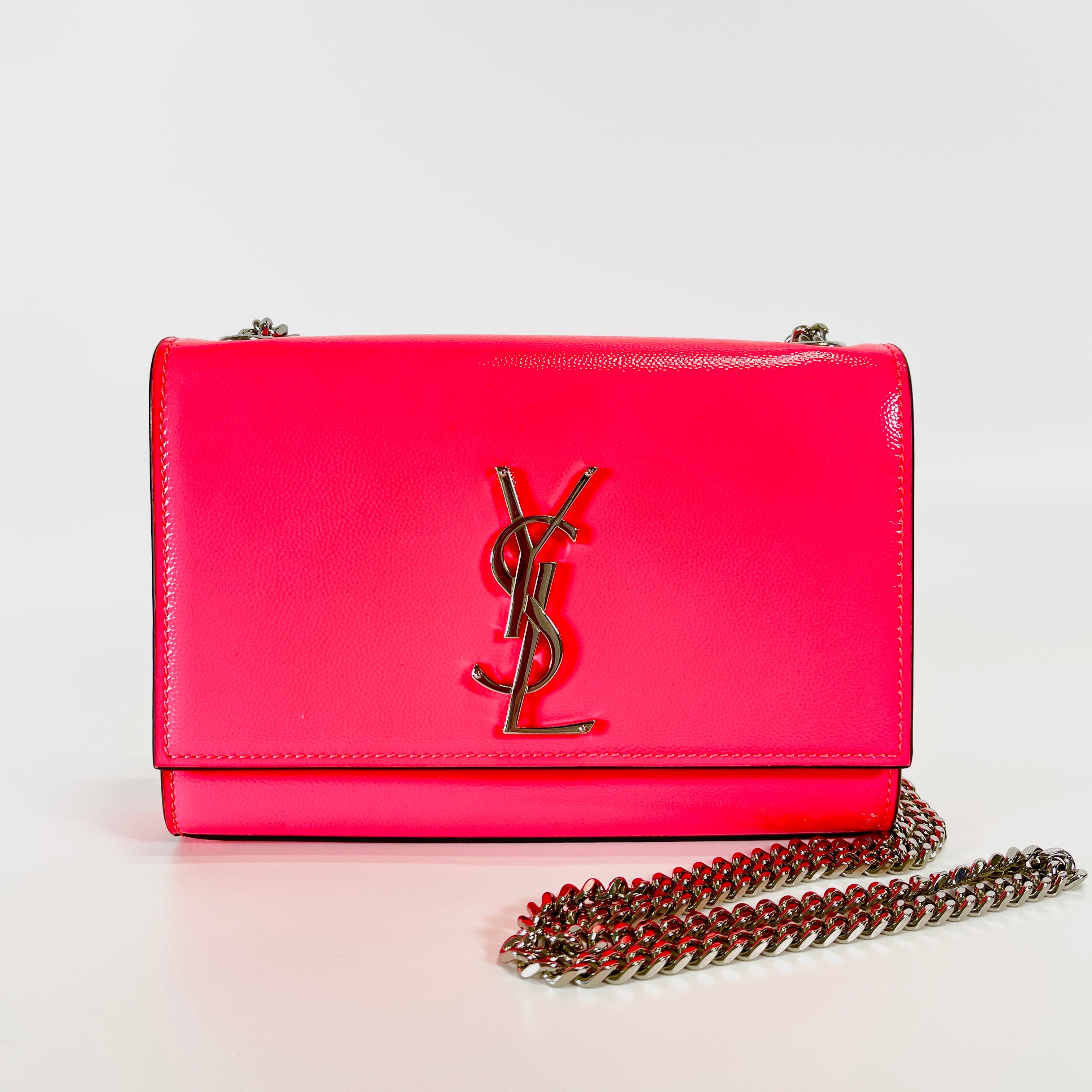 2604 secondhand SAINTLAURENT Saint Laurent Paris Classic Kate leather Chain Shoulder Bag pink 469390