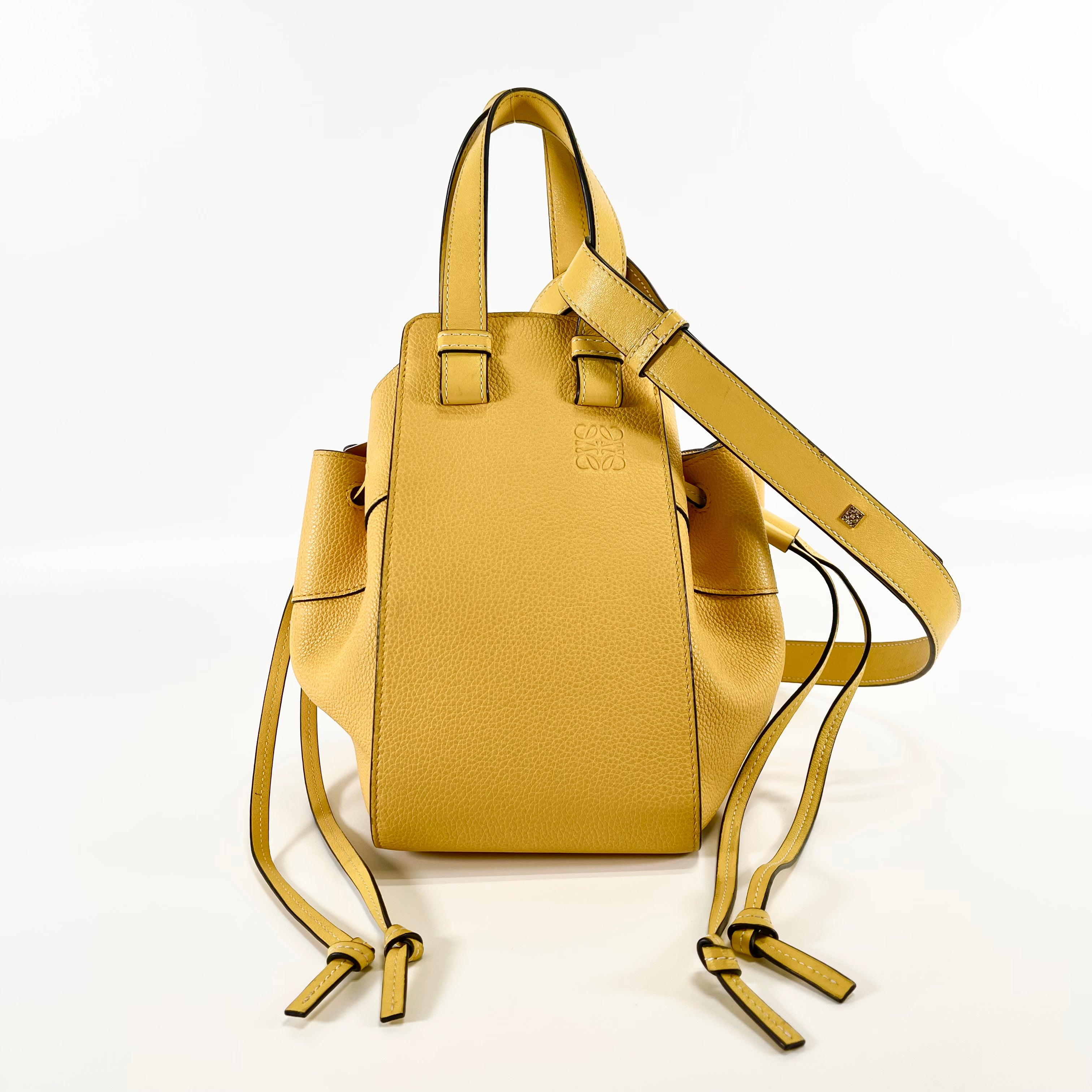 2602 secondhand LOEWE hammock Small leather 2WAY hand bag Yellow