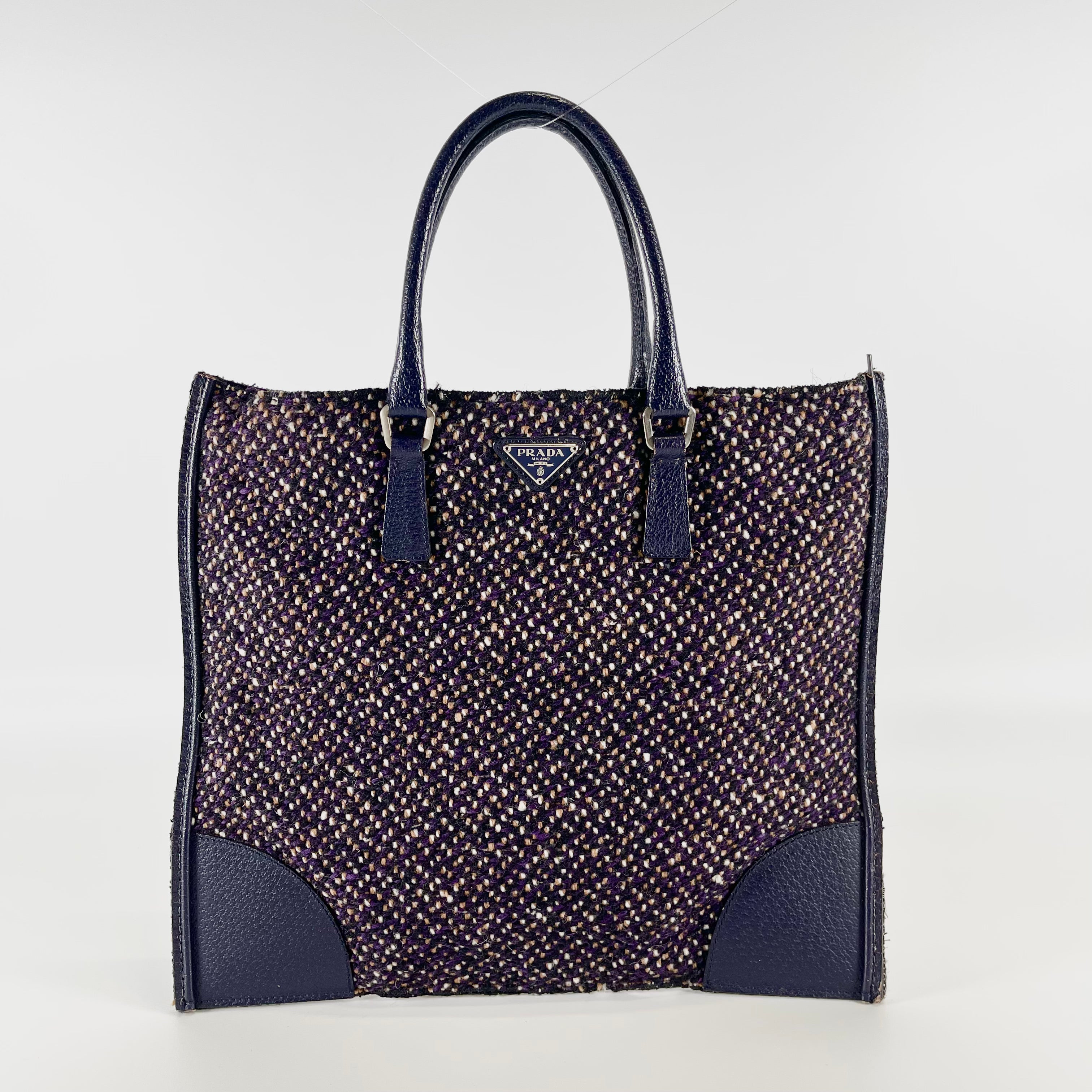 2602 secondhand PRADA brand bag tweed hand 104 purple