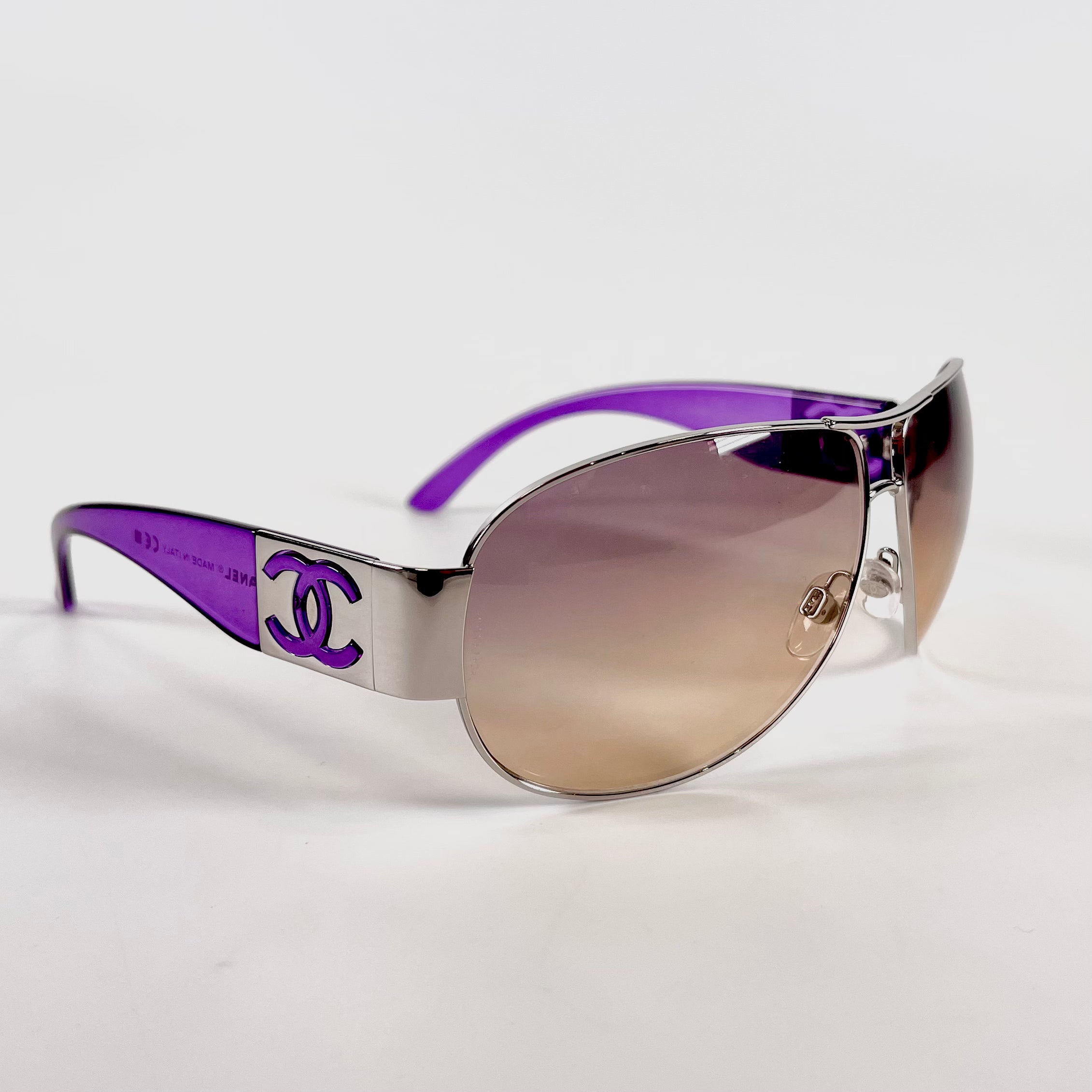 2602 secondhand CHANEL 4128 Cocomark sunglasses Resin purple