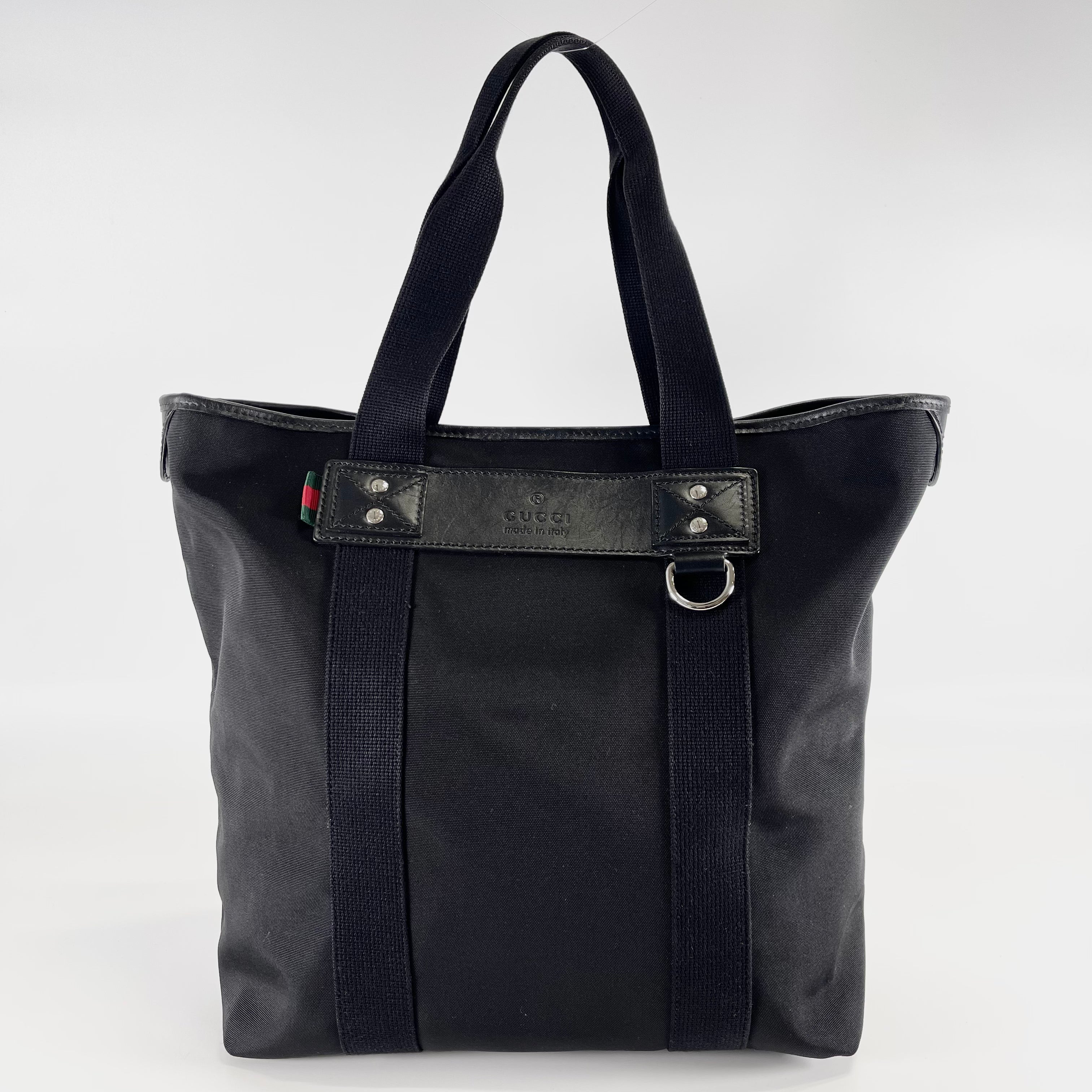 2602 secondhand GUCCI Parana web loop Tote Bag 268175 nylon black