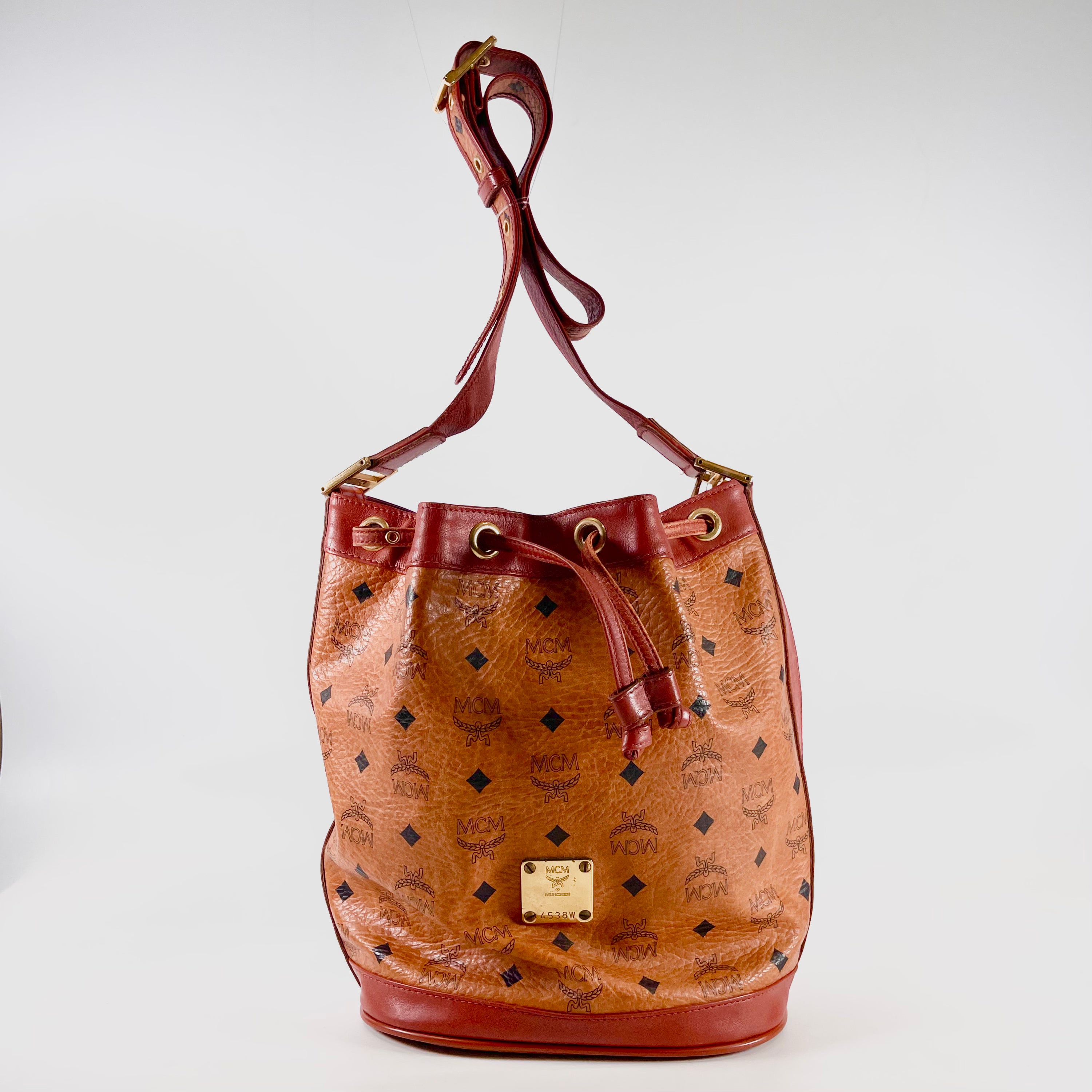 2602 secondhand MCM brand bag PVC purse shoulder Brown