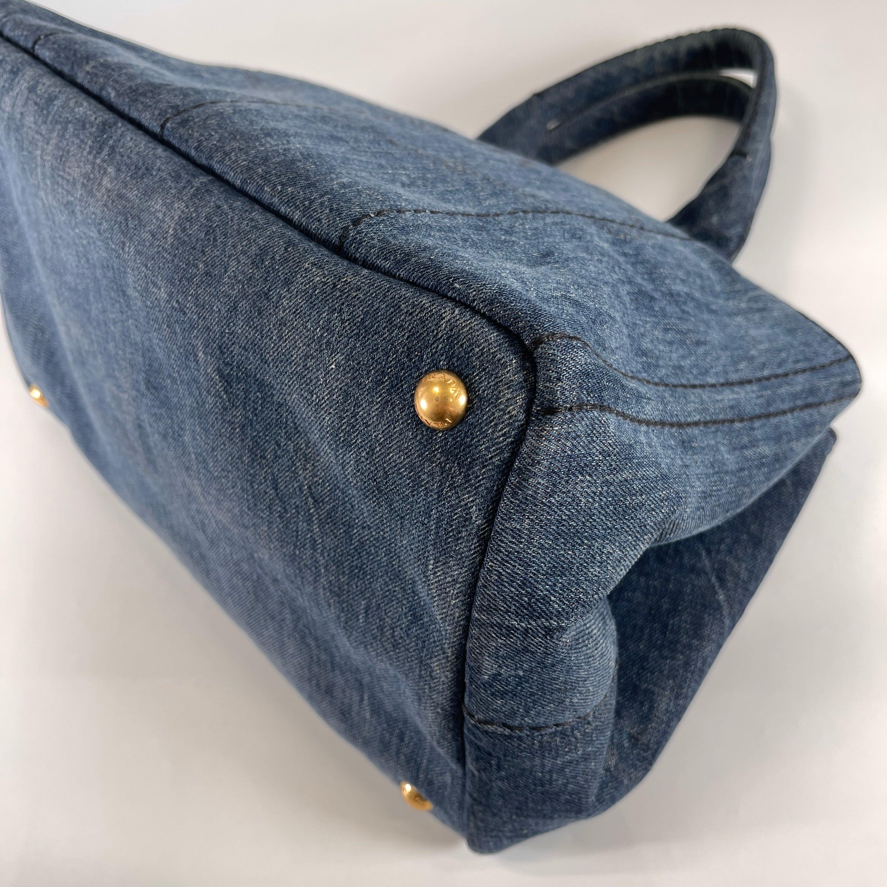 2604 secondhand PRADA hand bag Canapa denim blue