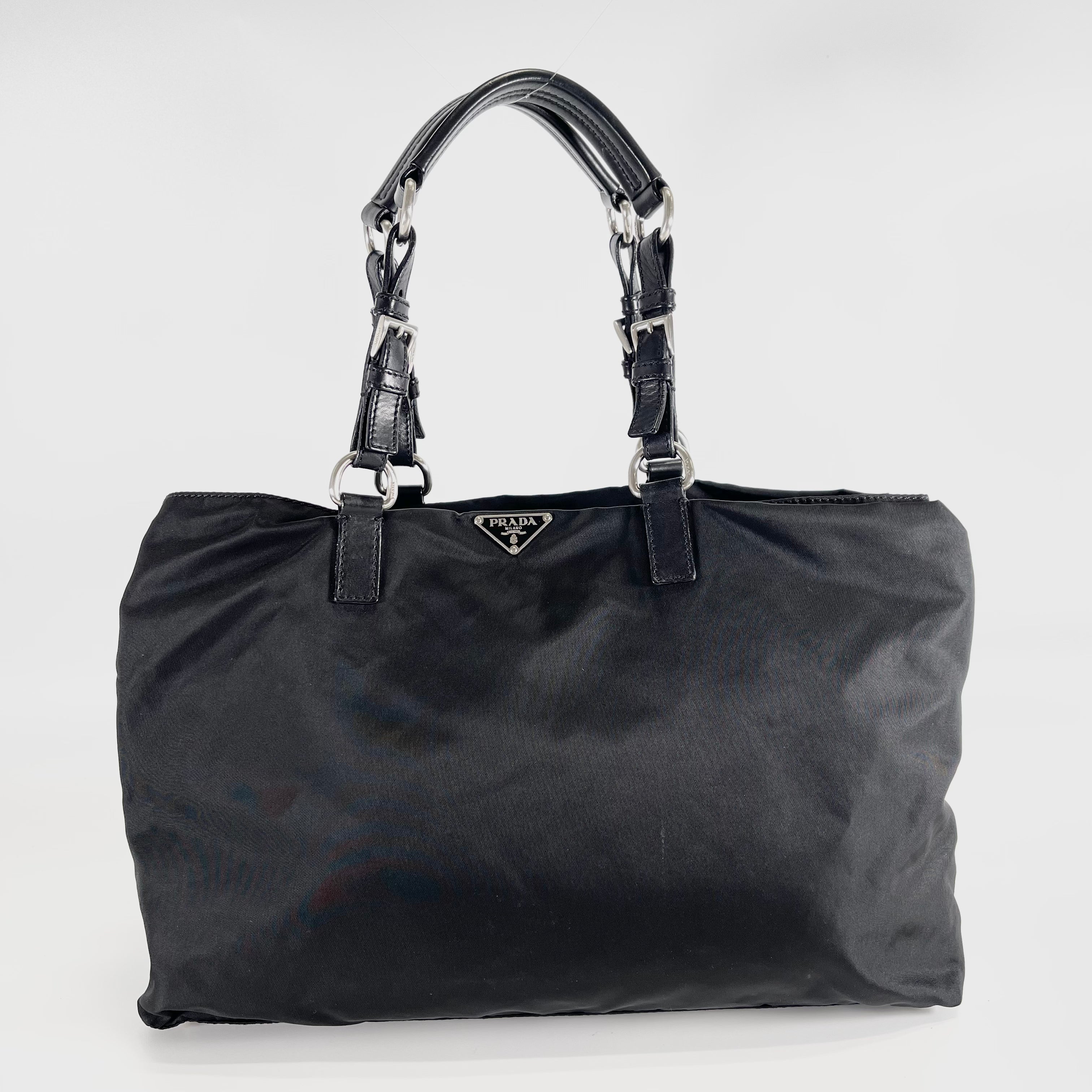 2603 secondhand PRADA brand bag nylon / leather Tote black 6