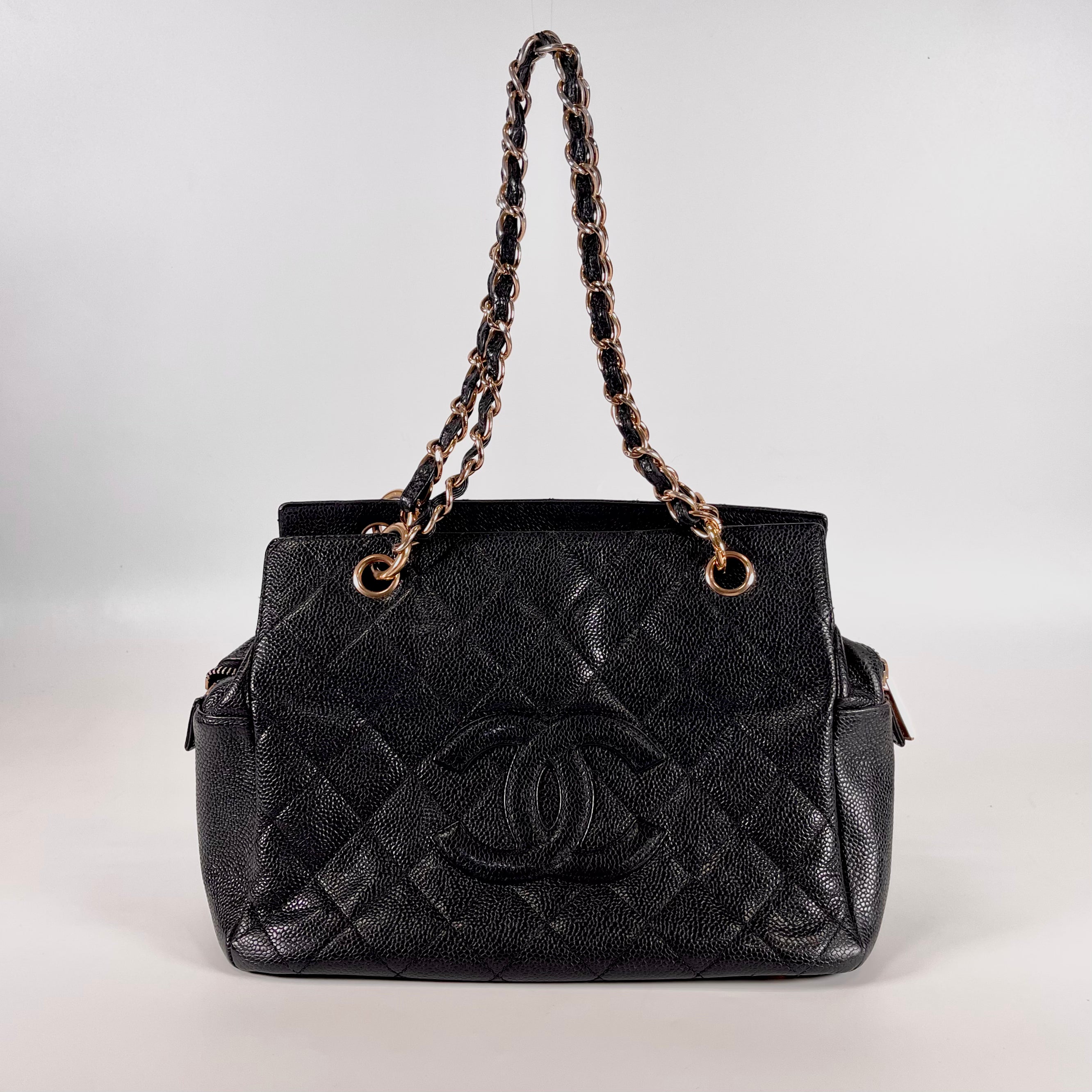 2512 secondhand  CHANEL Matelasse Tote Bag black caviar skin