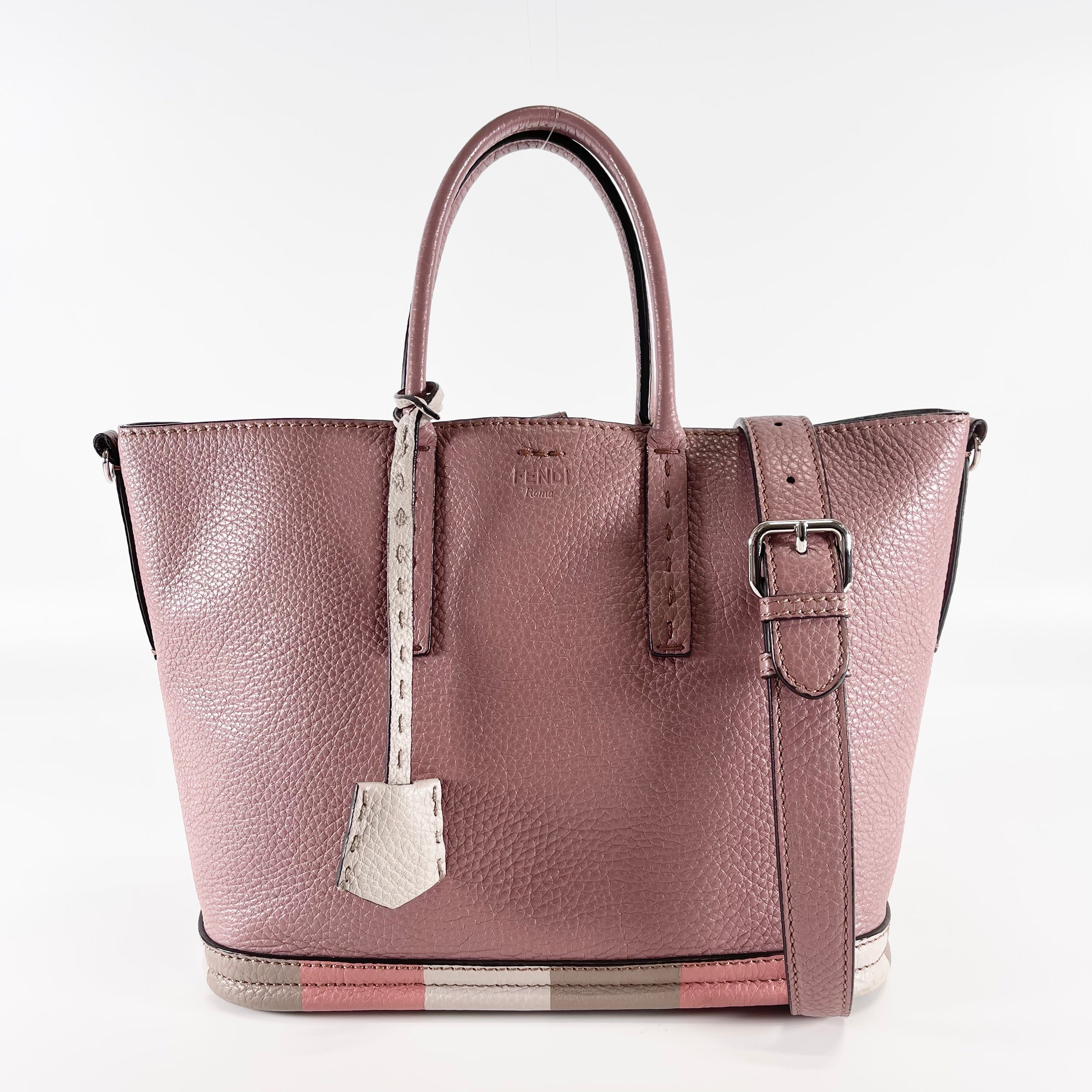 2603 secondhand FENDI Selleria 2WAY hand bag 8BH349 leather Rose