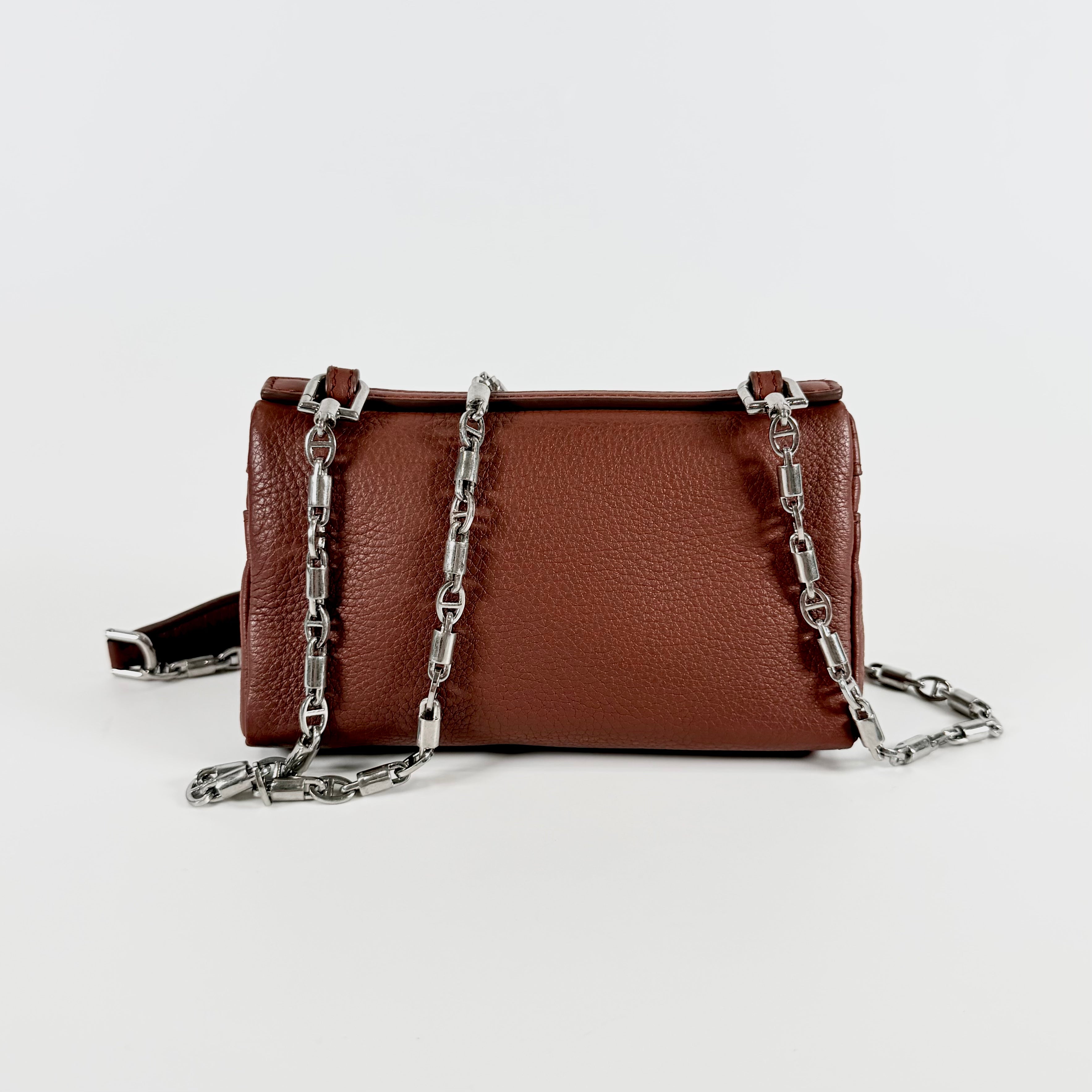 2608 secondhand Loro Piana St pocket leather Chain Shoulder Bag Brown