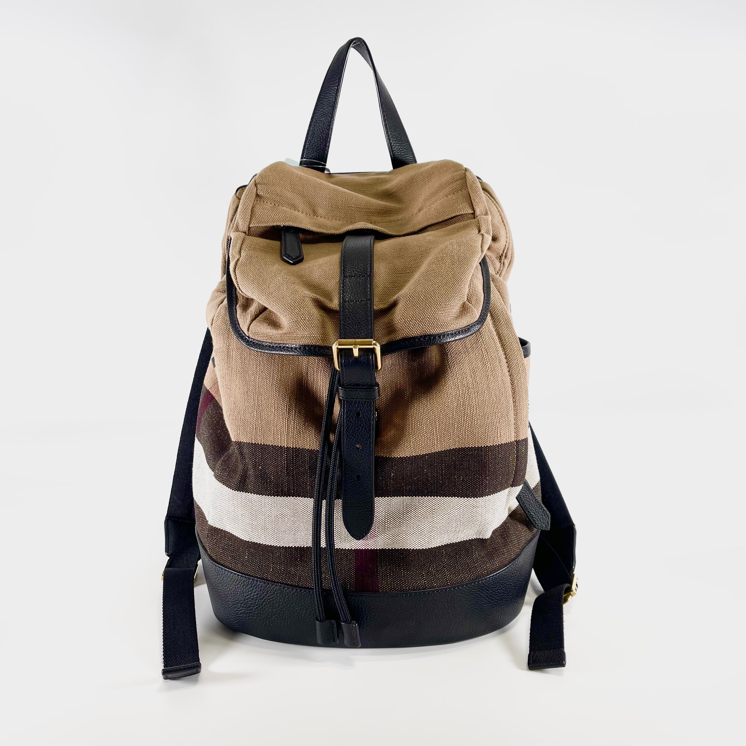 2602 secondhand BURBERRY Nova Check canvas x leather backpack / backpack Brown
