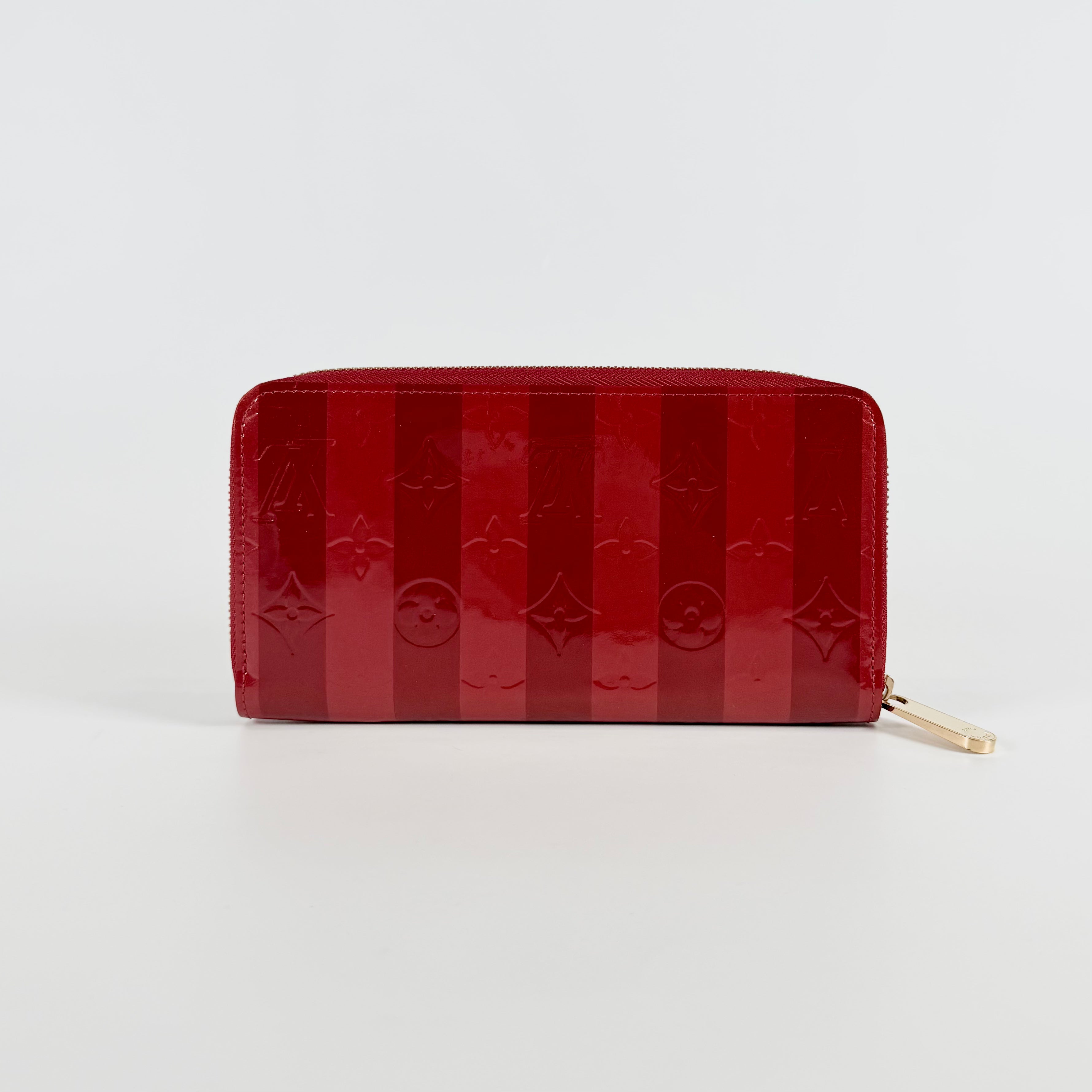 2608 secondhand LV M58036 Vernis Rayures Zippy Wallet Poppy Petal