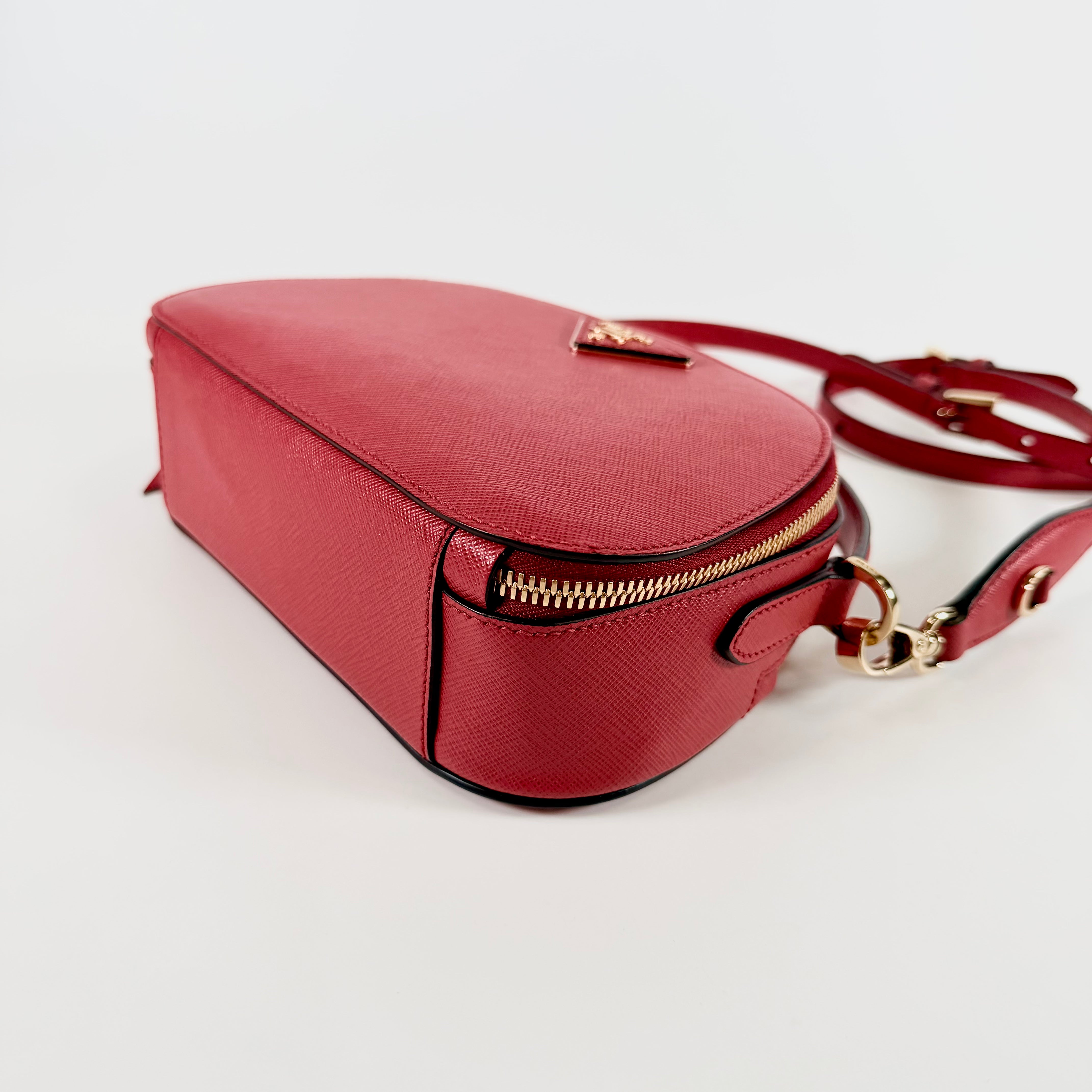 2608 secondhand PRADA Saffiano leather 2WAY hand bag Red 1BH123