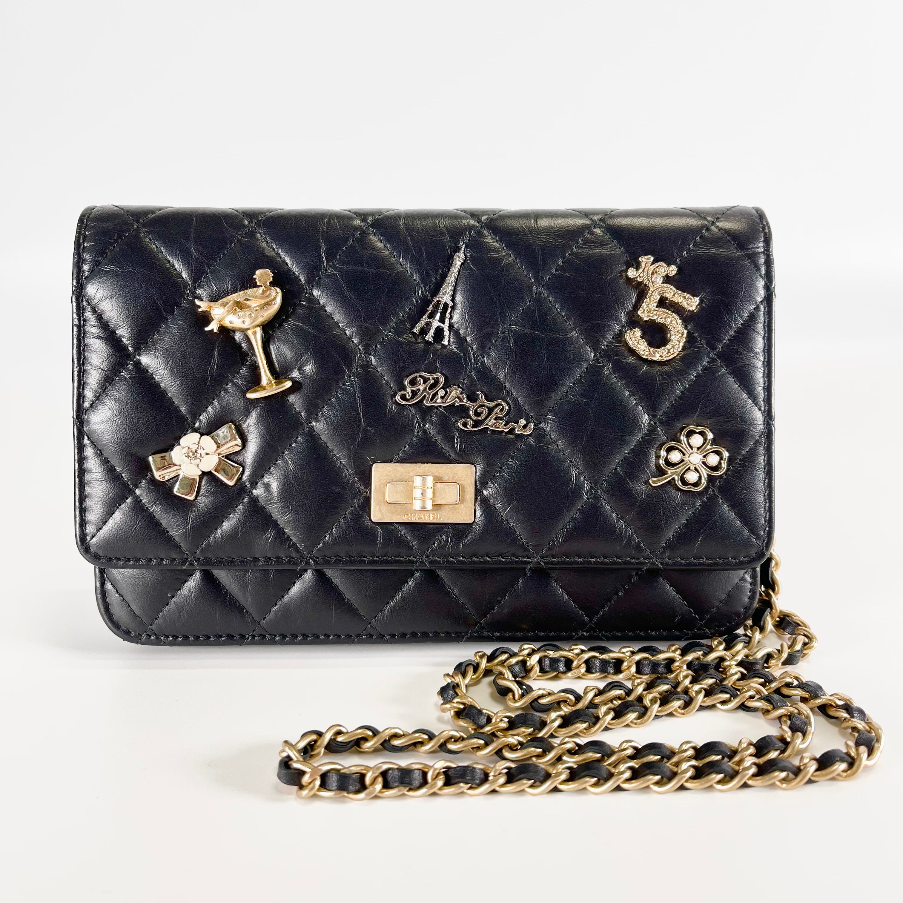 2603 secondhand CHANEL brand bag calf skin Chain Wallet 24287155 black 101