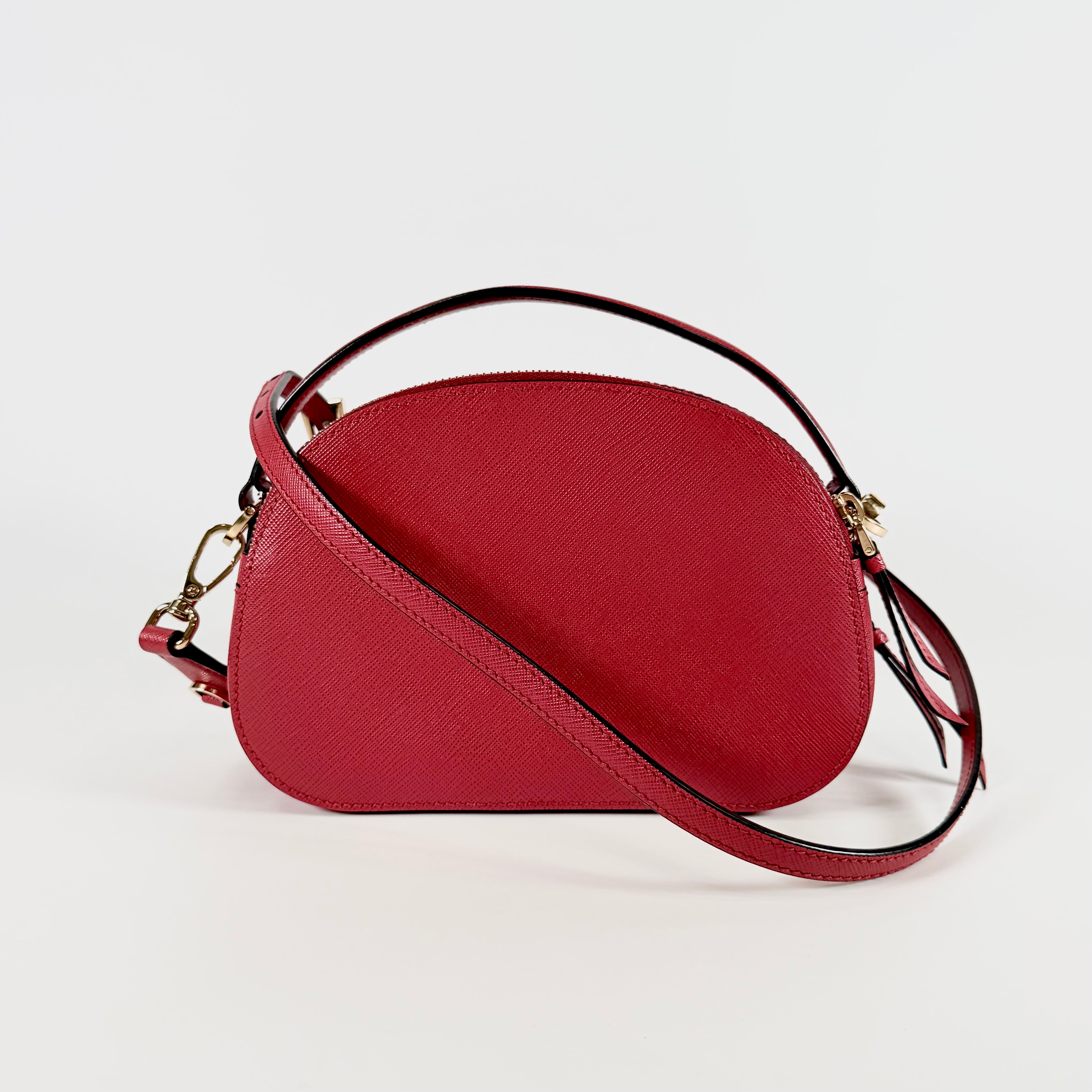 2608 secondhand PRADA Saffiano leather 2WAY hand bag Red 1BH123