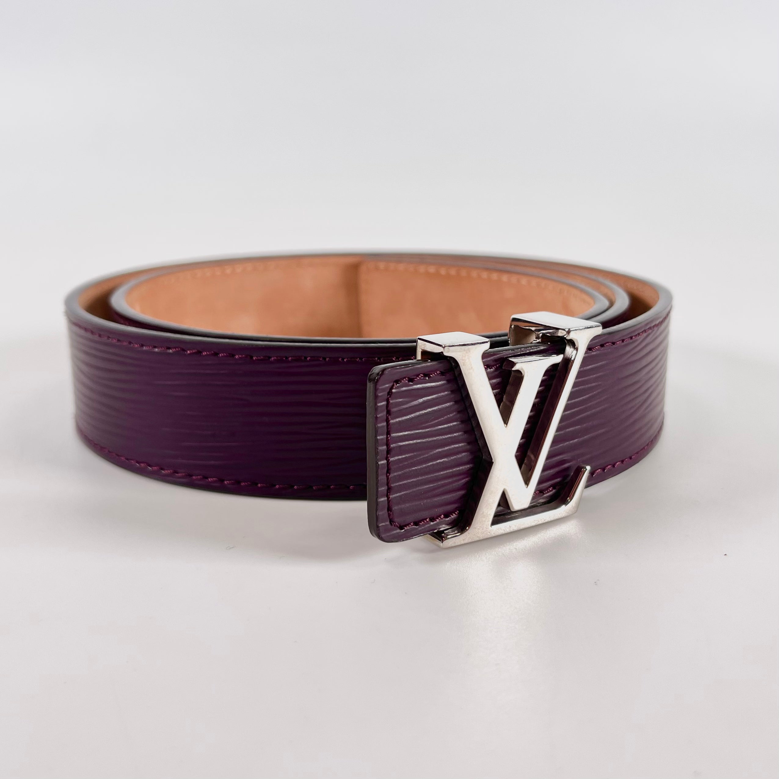 2602 secondhand LV Epi Santur initial CA0028 belt 80 leather purple