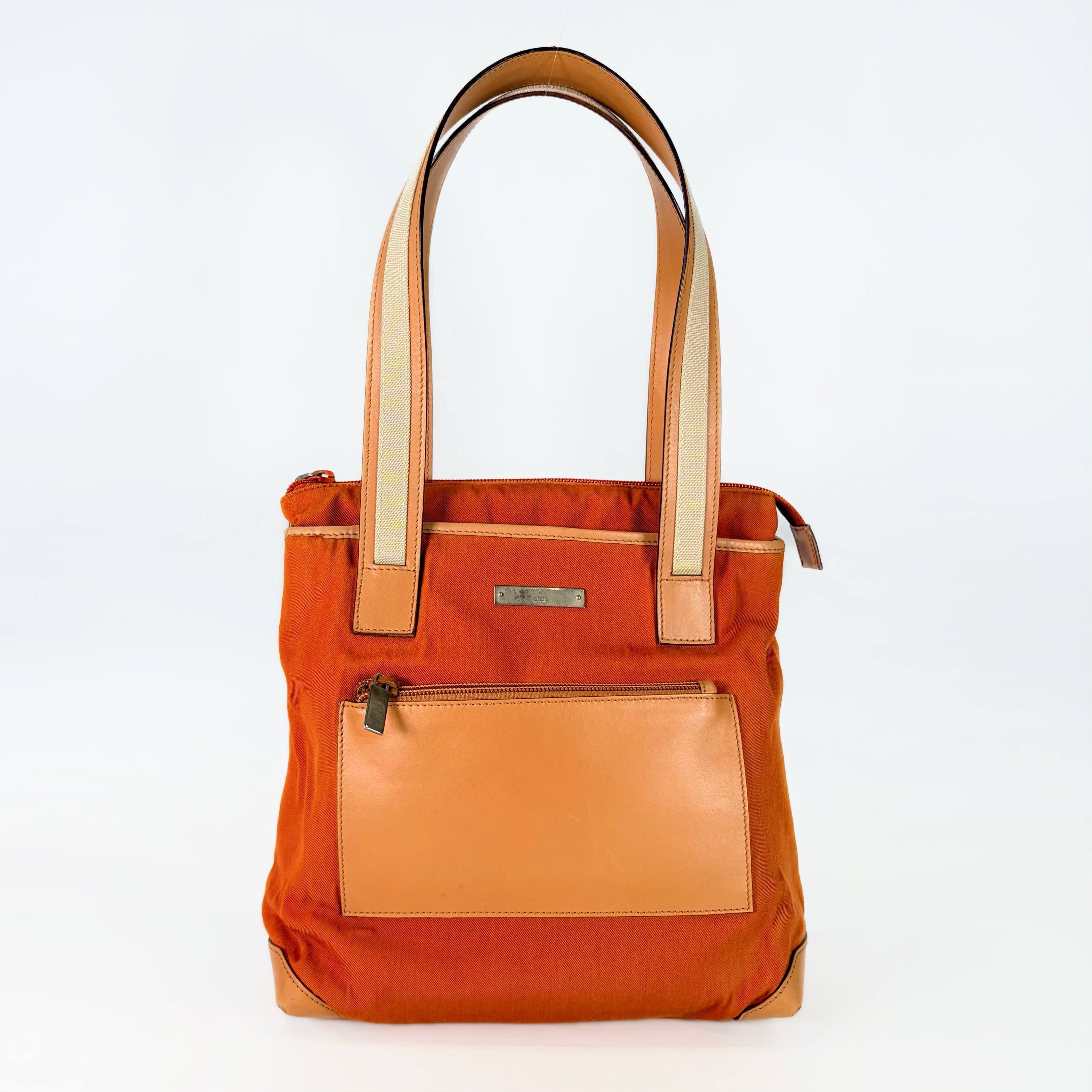 2604 secondhand GUCCI 019 0453■ leather canvas Tote bag Tote Bag