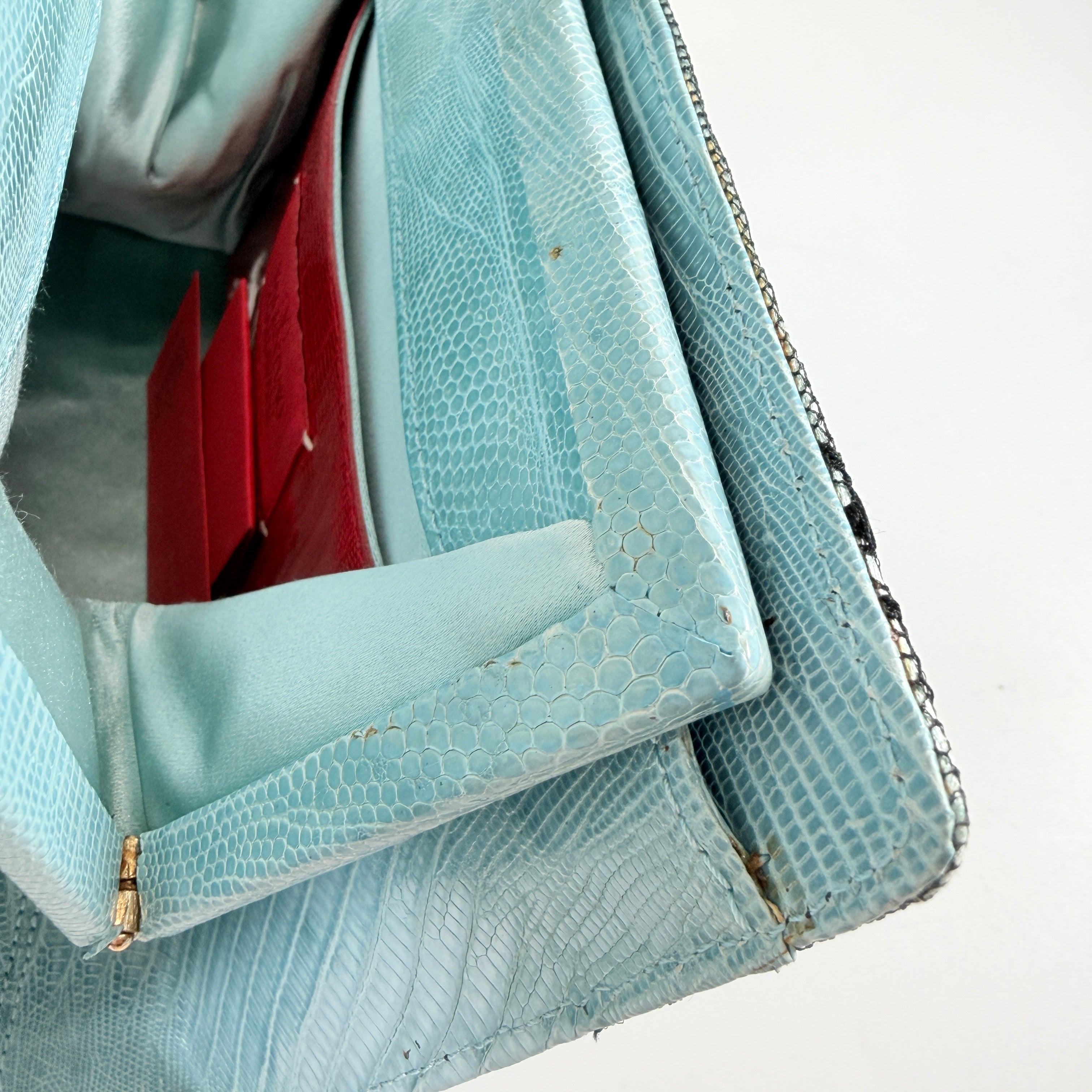 2608 secondhand VALENTINO Chain Shoulder Bag Lace Blue