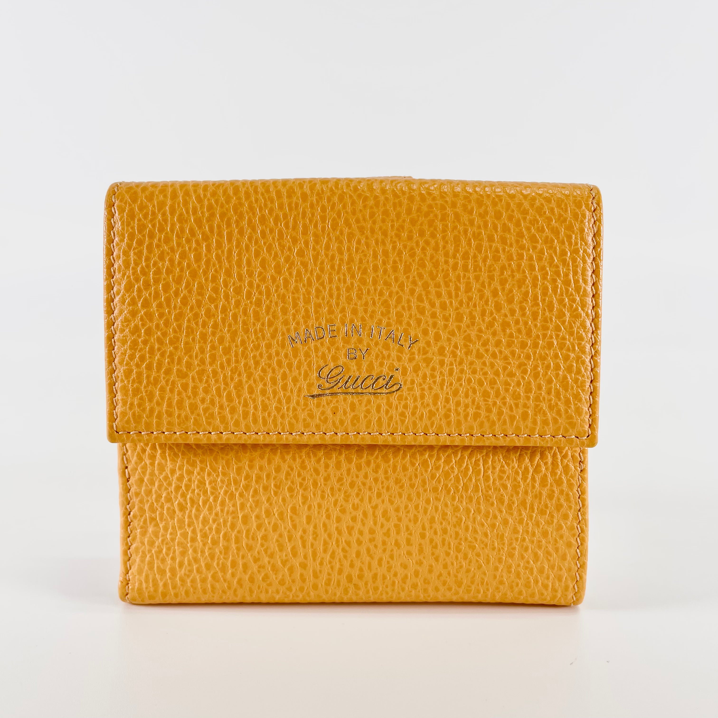 2603 secondhand GUCCI ★ leather Swing W Hook wallet Yellow × blue