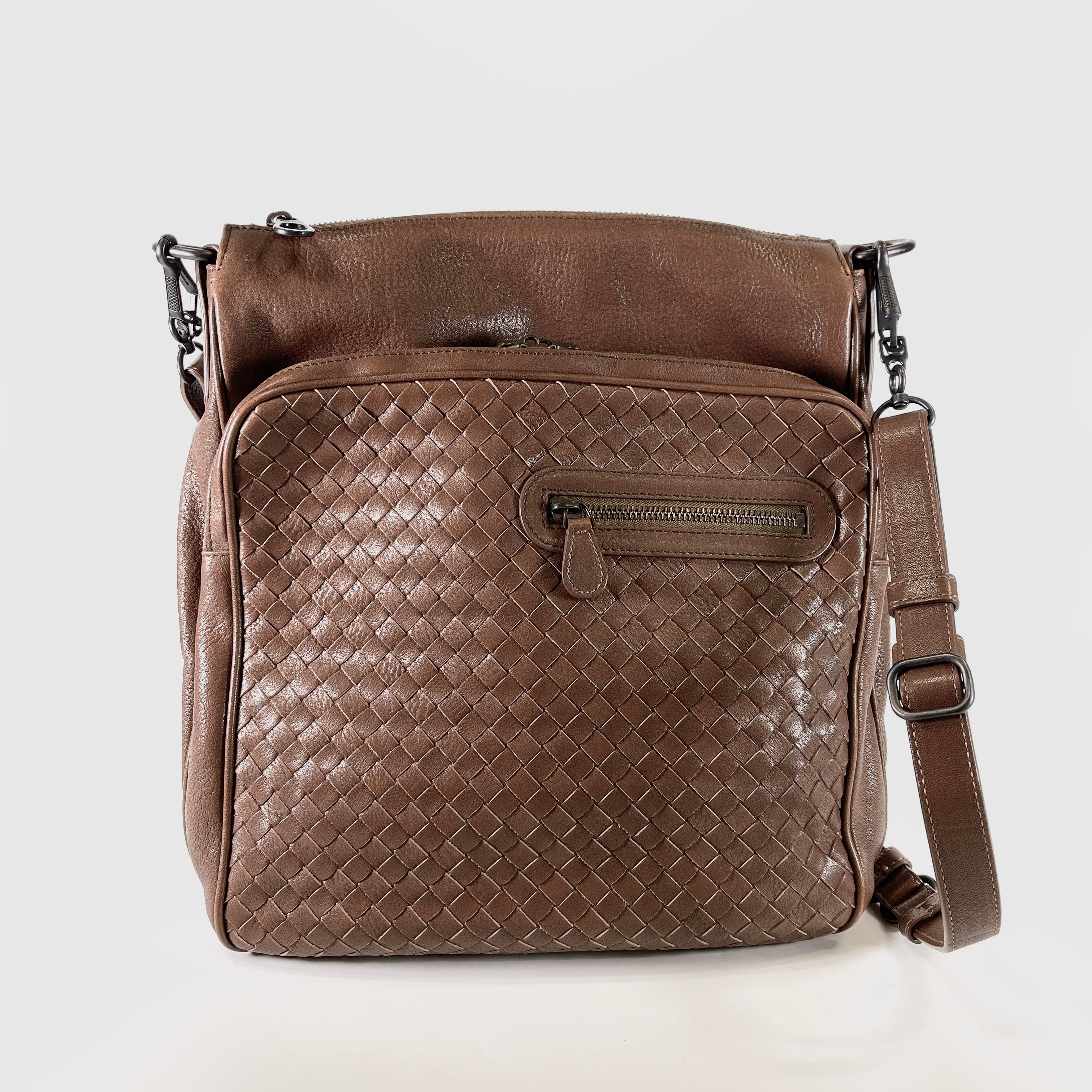 2602 secondhand BOTTEGA VENETA Intrecciato shoulder Brown
