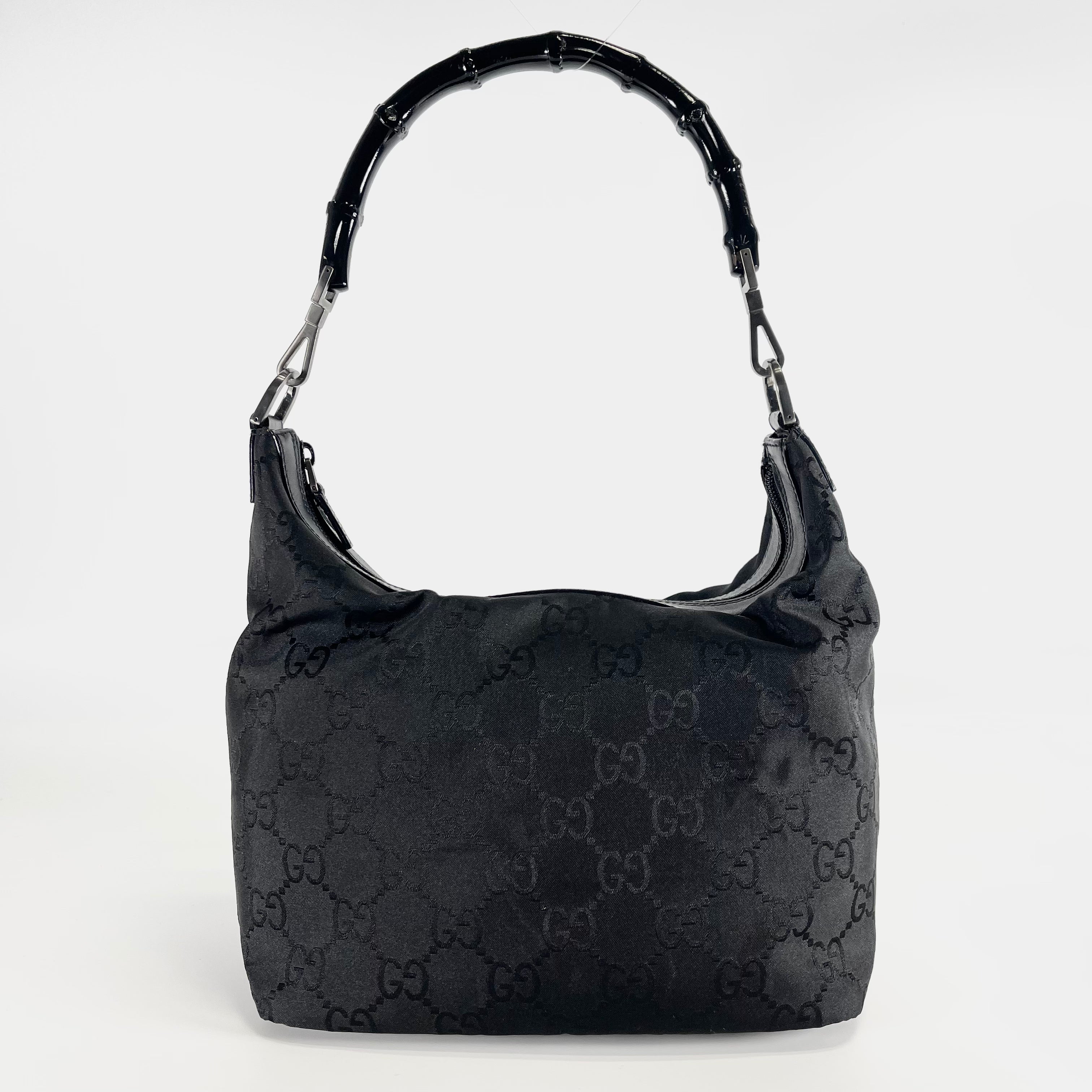 2603 secondhand GUCCI GG nylon Bamboo Shoulder bag