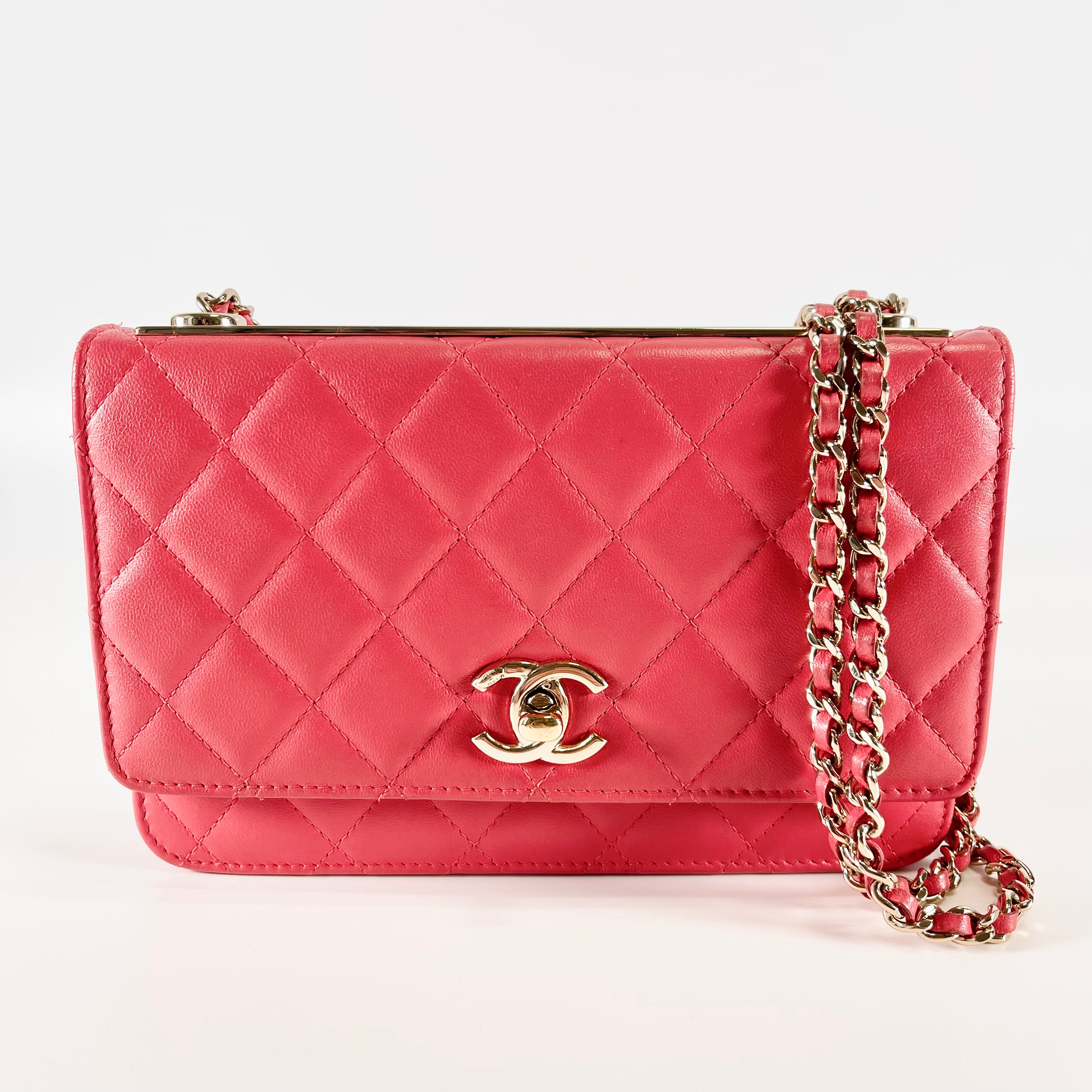 2603 secondhand CHANEL Matelasse Rum Chain Wallet Red 27