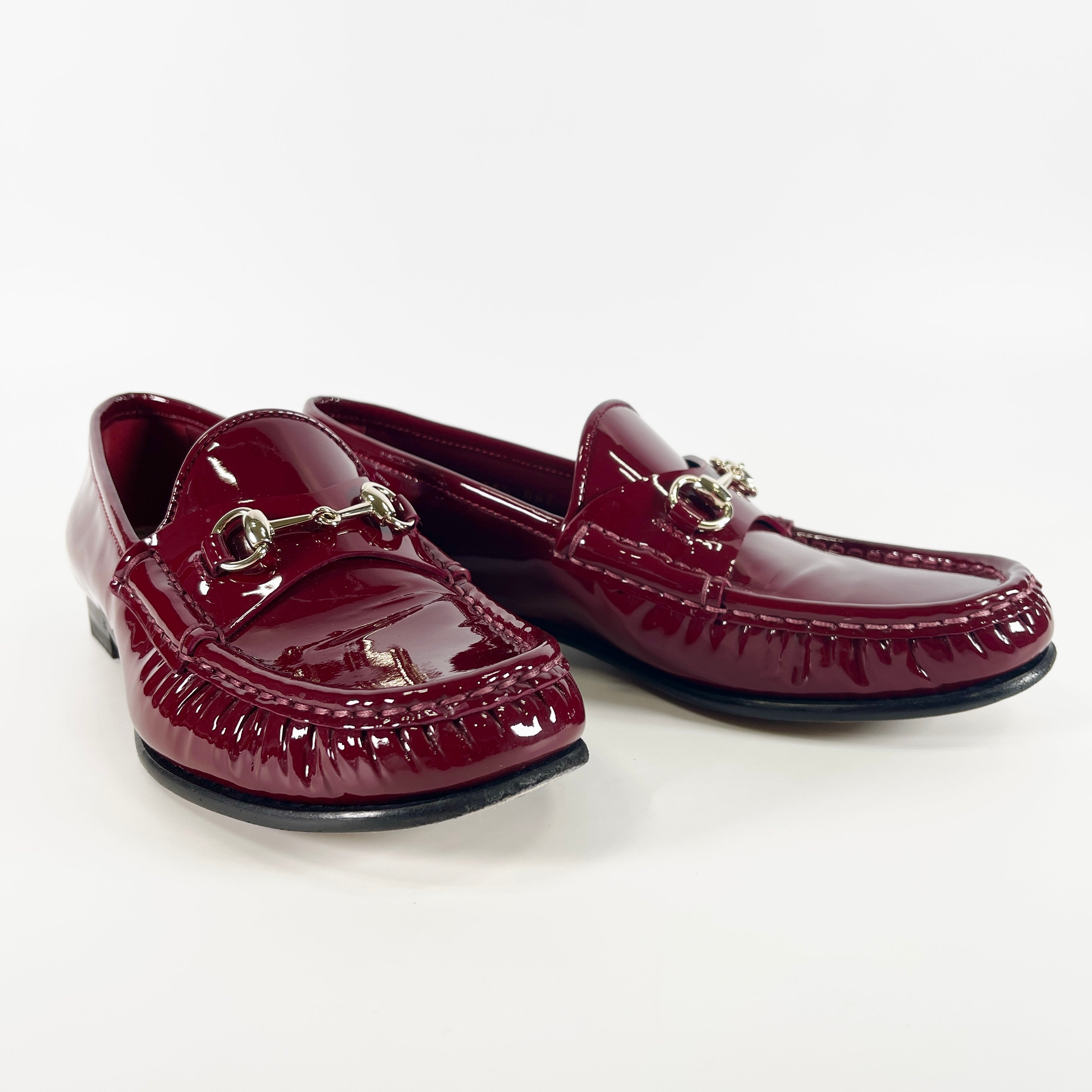 2604 secondhand GUCCI Horsebit 25 year Patent Leather Loafers 35 1/2 Women's Red 820862