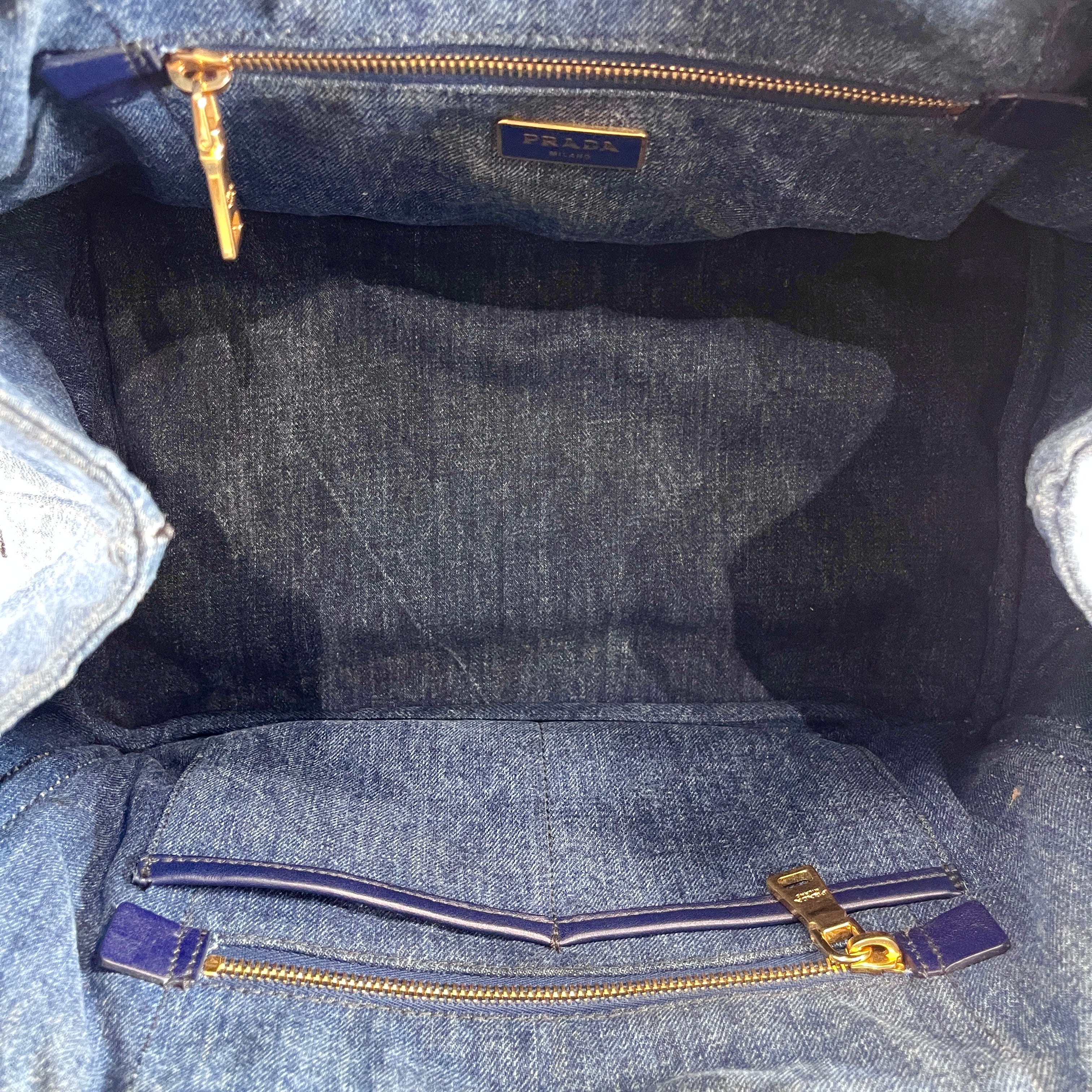 2604 secondhand PRADA hand bag Canapa denim blue