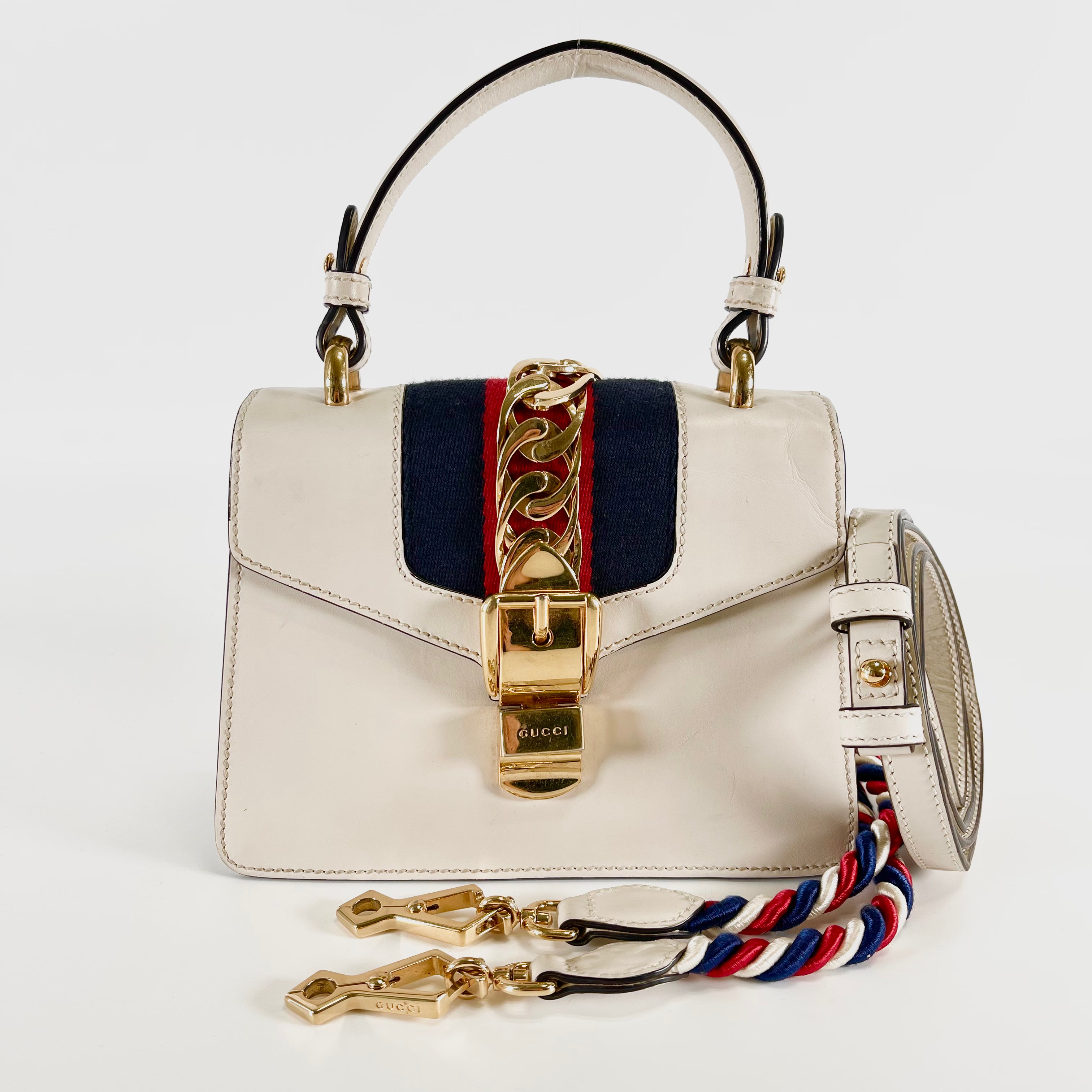 2602 secondhand GUCCI 470270 leather Small white strap