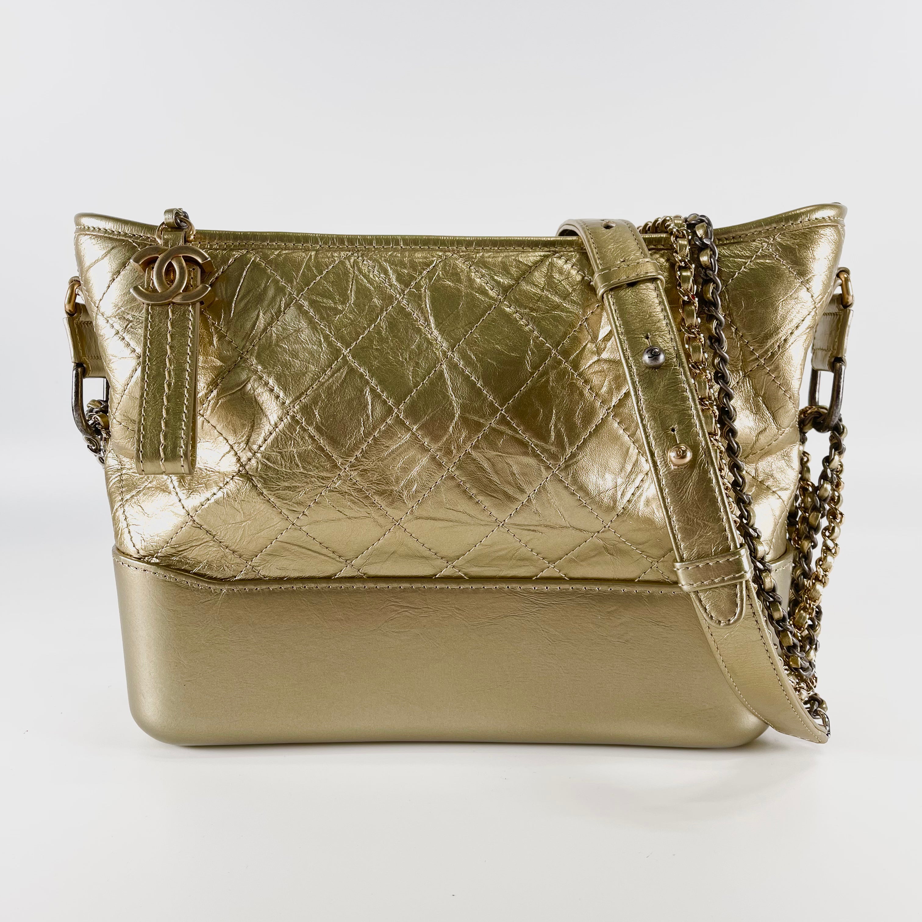 2603 secondhand CHANEL leather Gabriel Do Chain Shoulder gold G