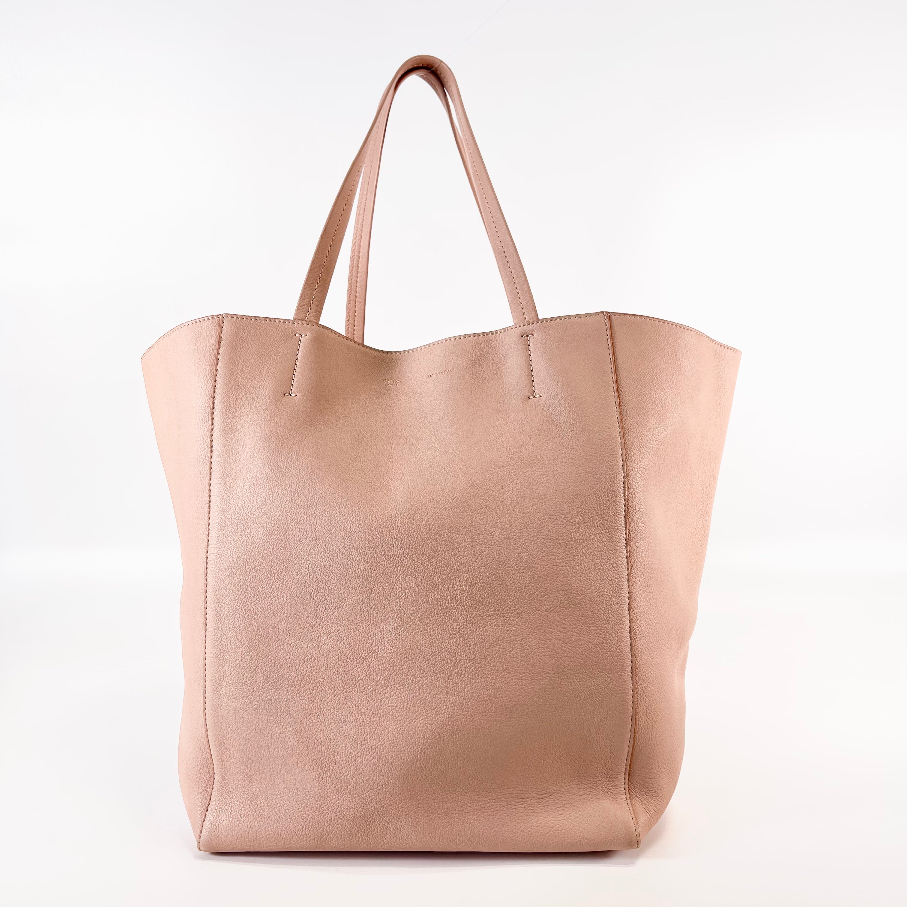 2602 secondhand CELINE Hippo Phantom medium leather Tote Bag Pink Beige