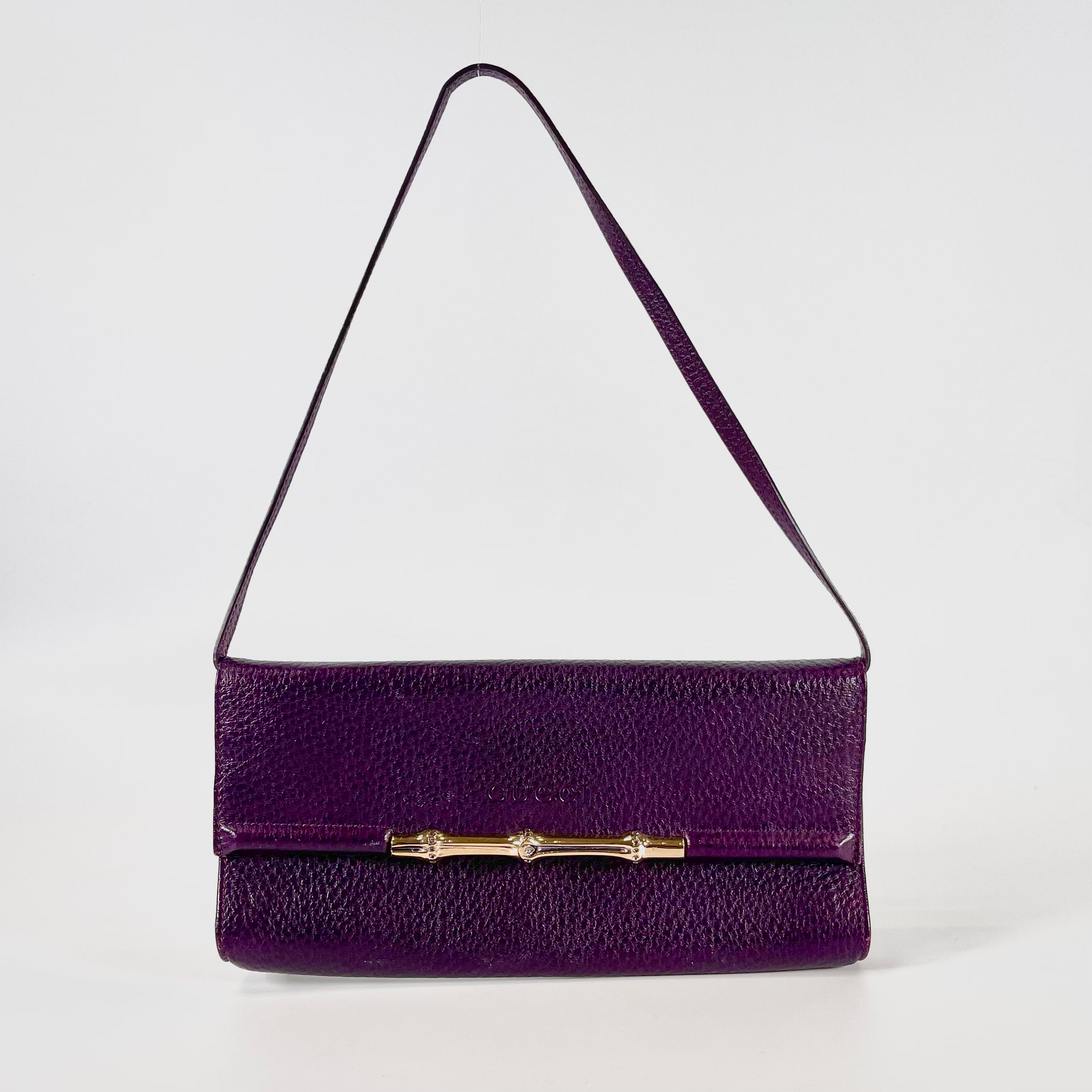 2511 GUCCI Bamboo Semi-Shoulder Bag Purple