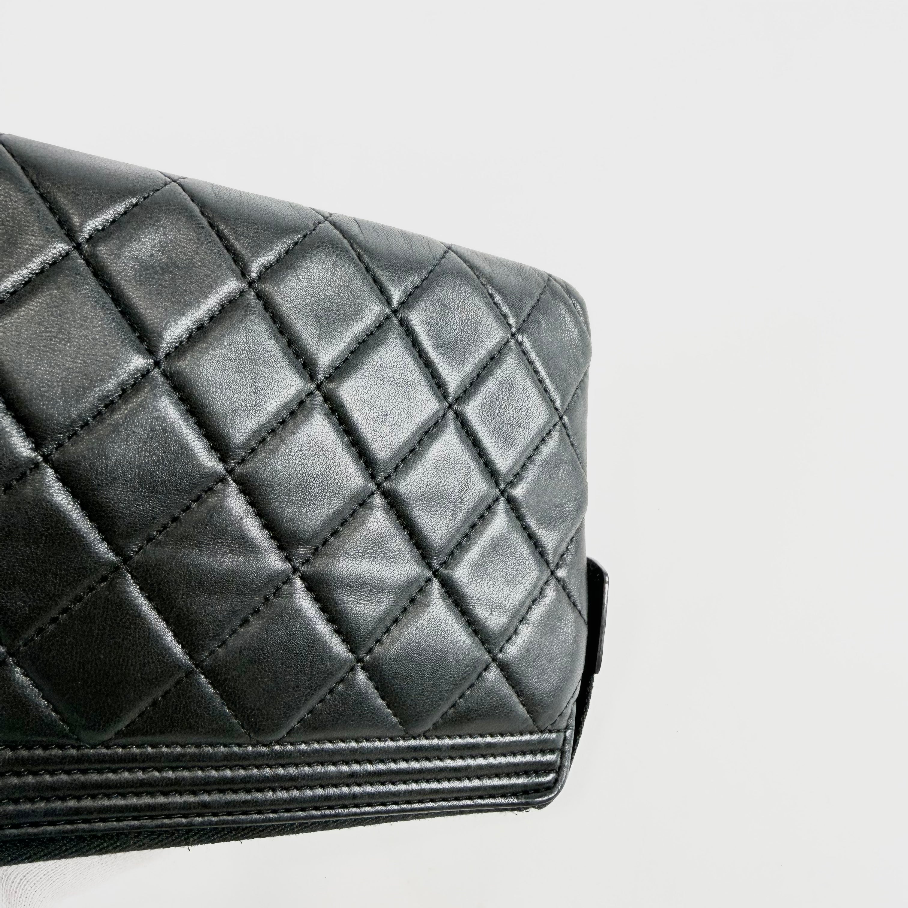 2608 secondhand CHANEL Lambskin Wallet Black