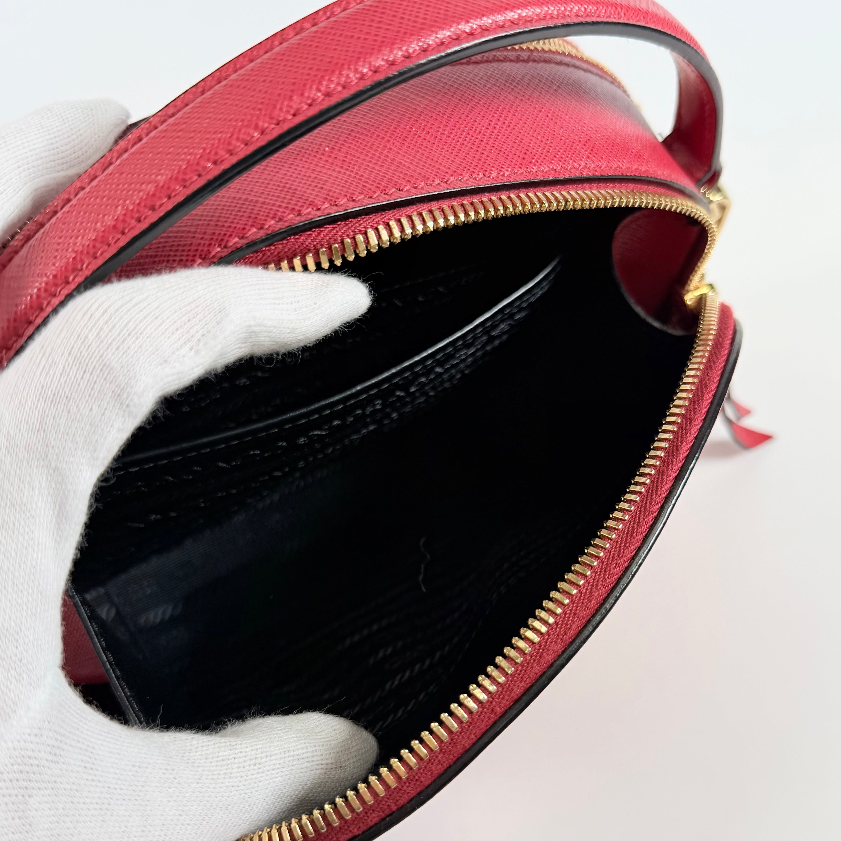 2608 secondhand PRADA Saffiano leather 2WAY hand bag Red 1BH123