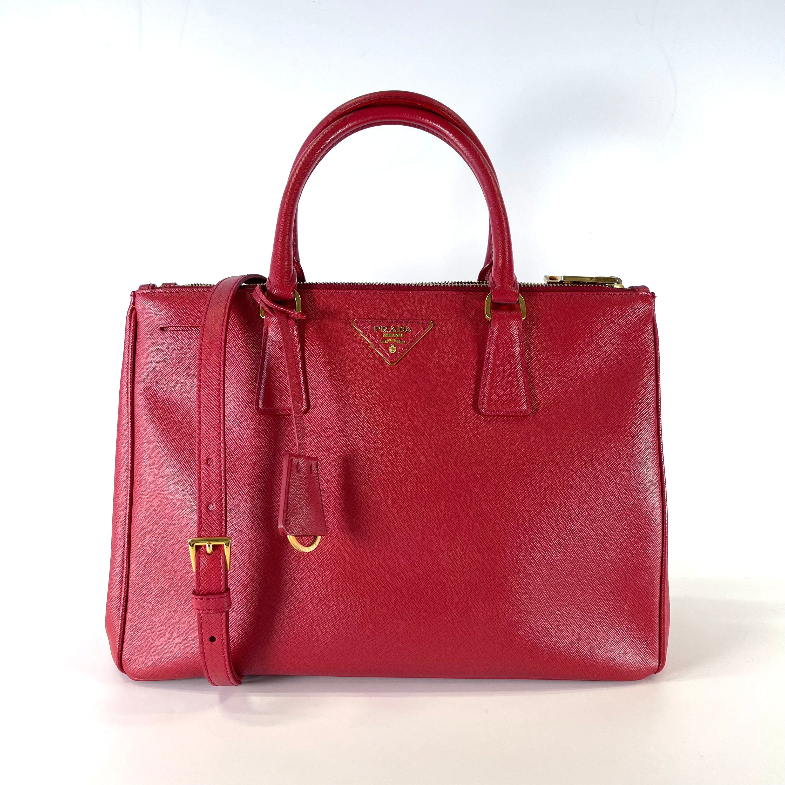 2511 PRADA Galleria 2-Way Tote Bag in Red Saffiano Leather