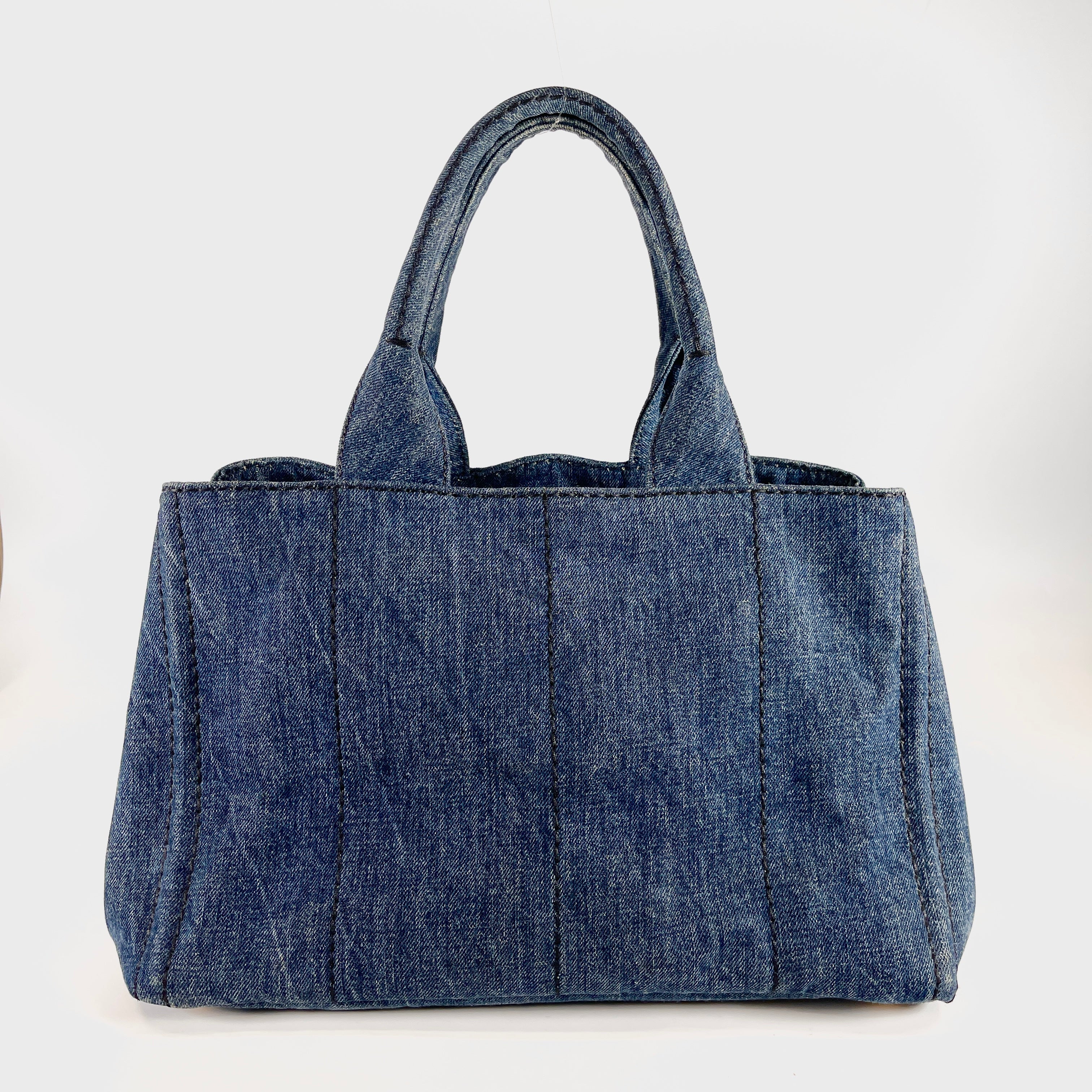 2604 secondhand PRADA hand bag Canapa denim blue