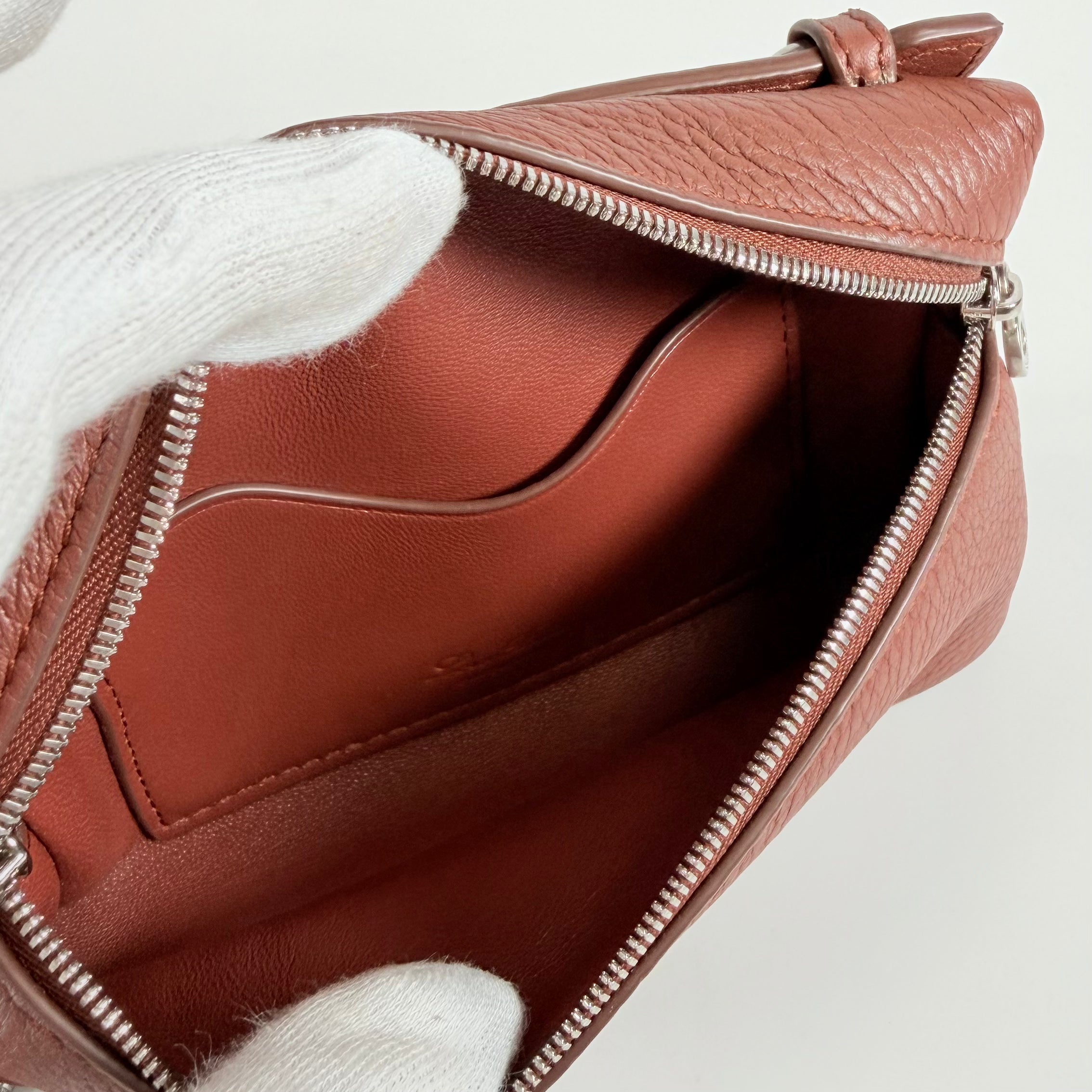 2608 secondhand Loro Piana St pocket leather Chain Shoulder Bag Brown