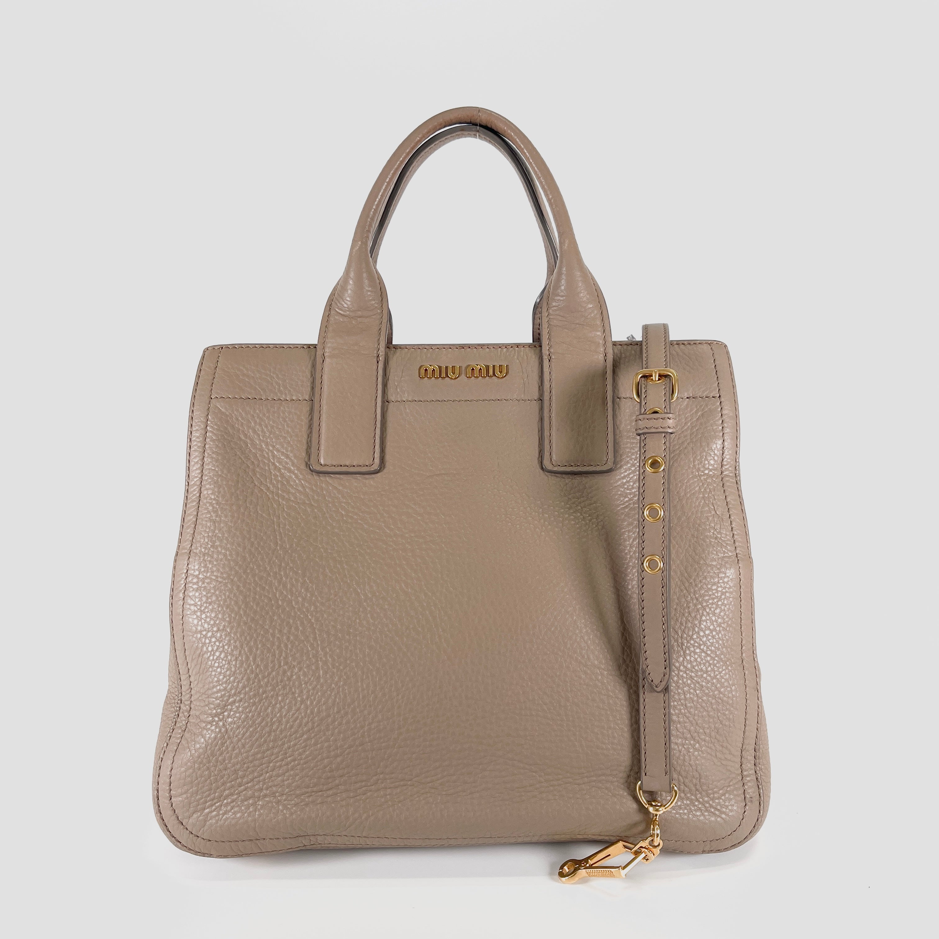 2604 secondhand MIU brand bag leather 2WAY hand beige strap