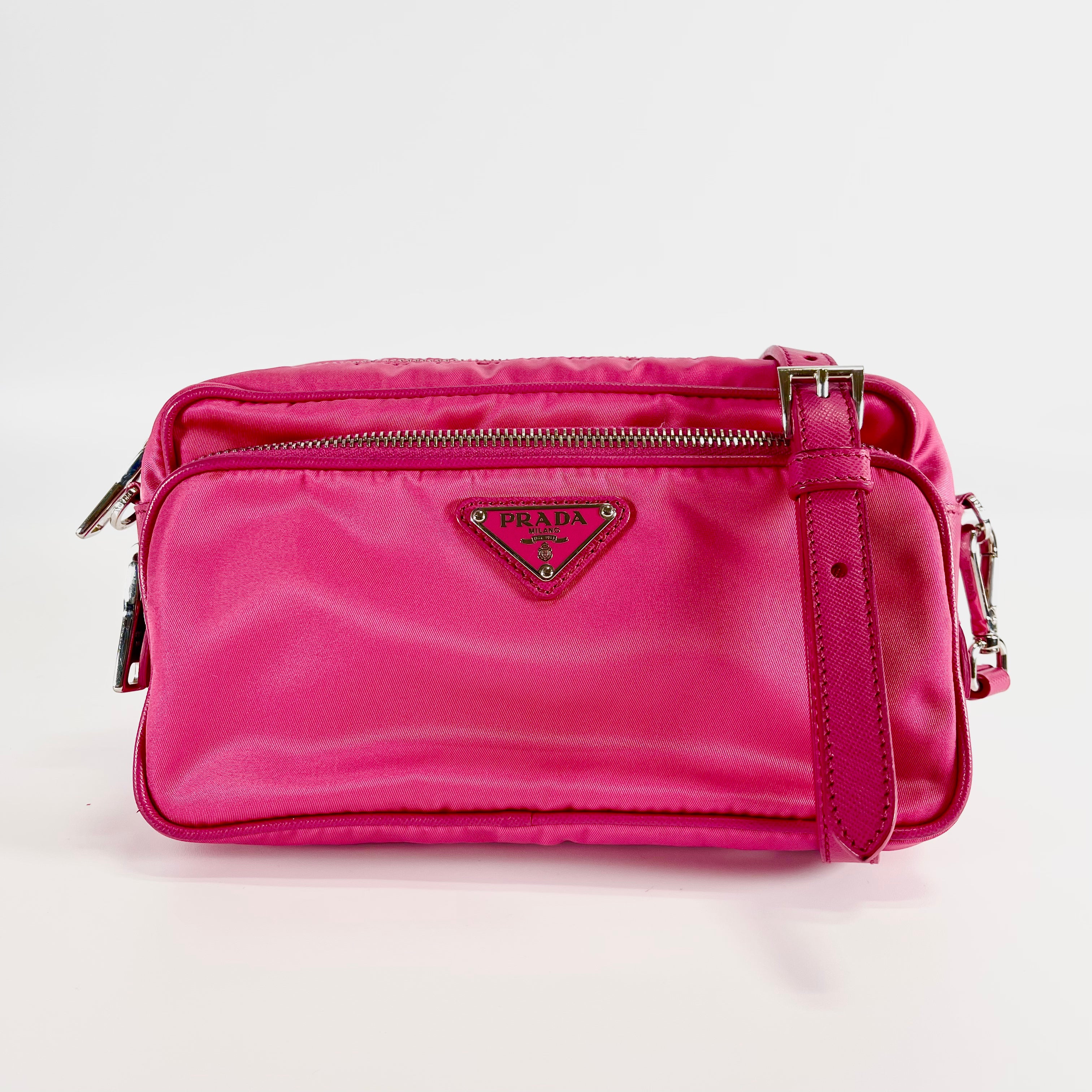 2603 secondhand PRADA brand bag BT1010 nylon shoulder pink card 13