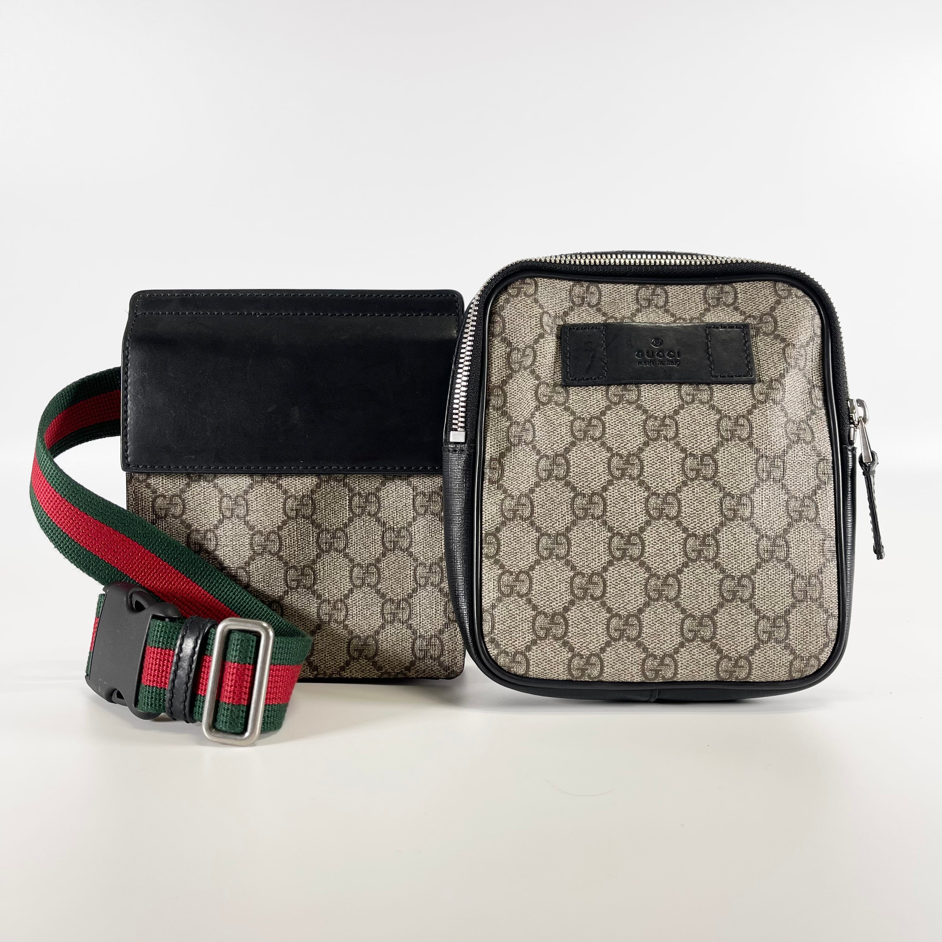 2602 secondhand GUCCI Waist bag 450956 GG Supreme Brown