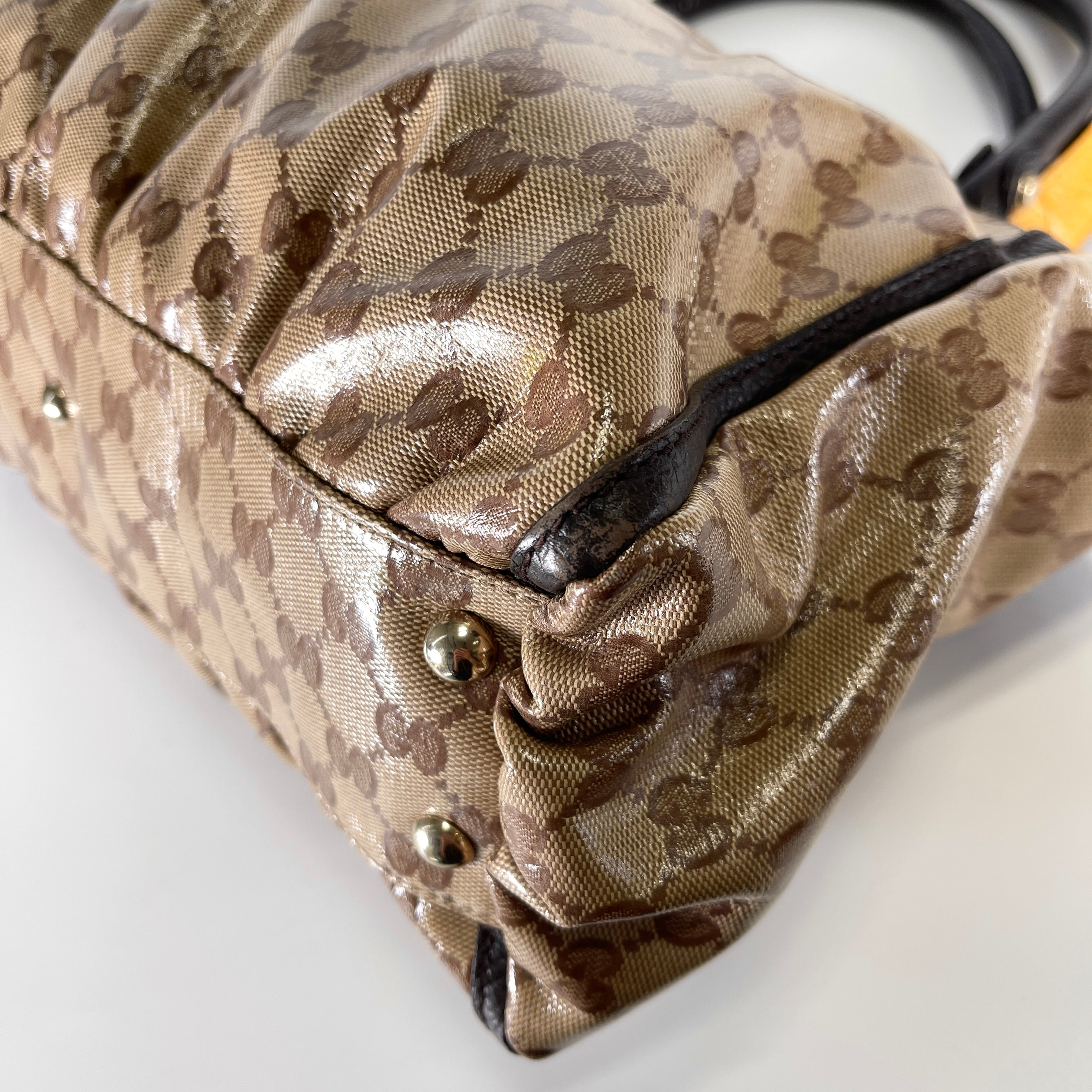 2604 secondhand GUCCI hand bag GG Pattern Abby Brown