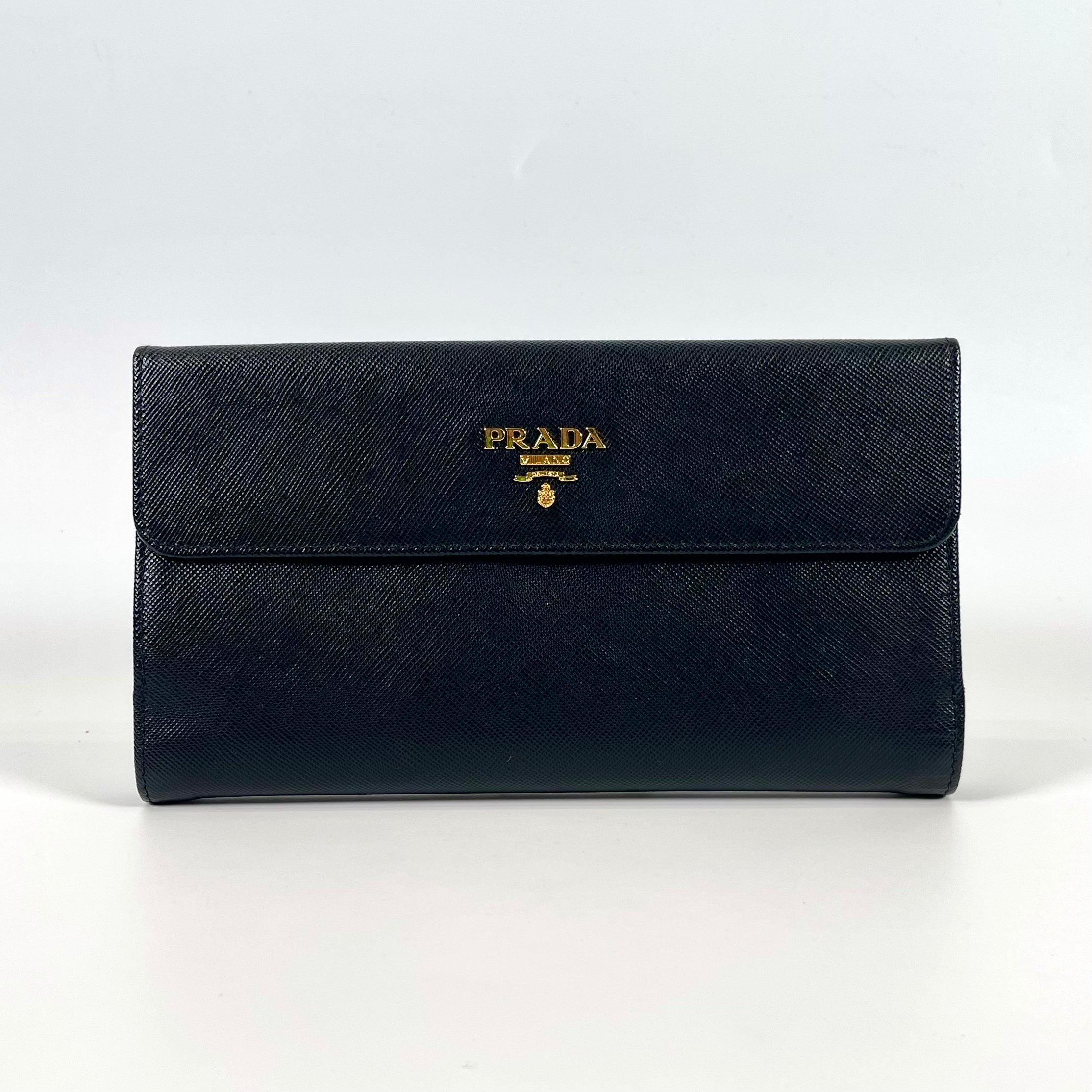 2511 PRADA Metal Logo Double Hook Long Wallet