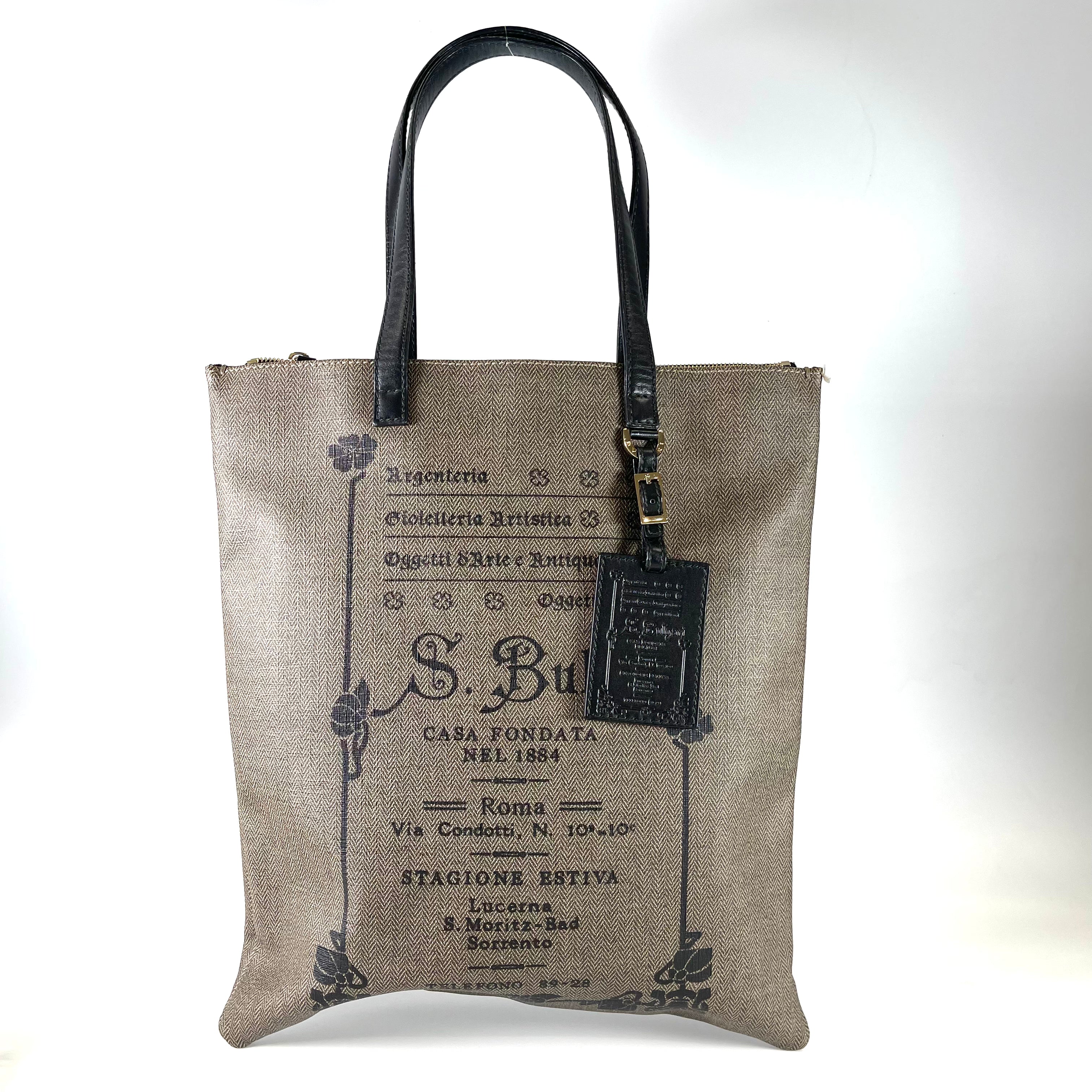 2601 BVLGARI leather Tote Bag shoulder Tote gray