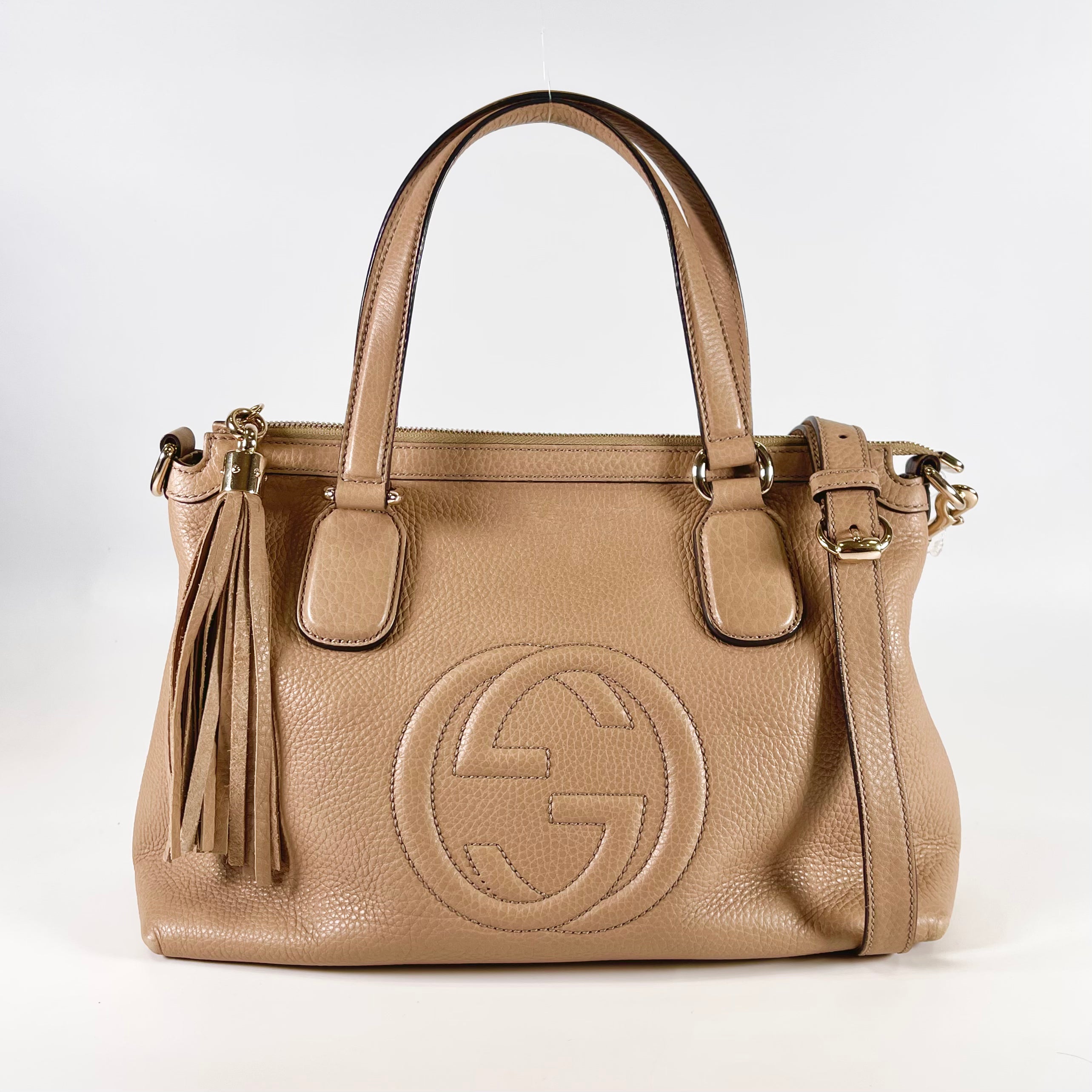 2601 GUCCI 2way Tote leather beige